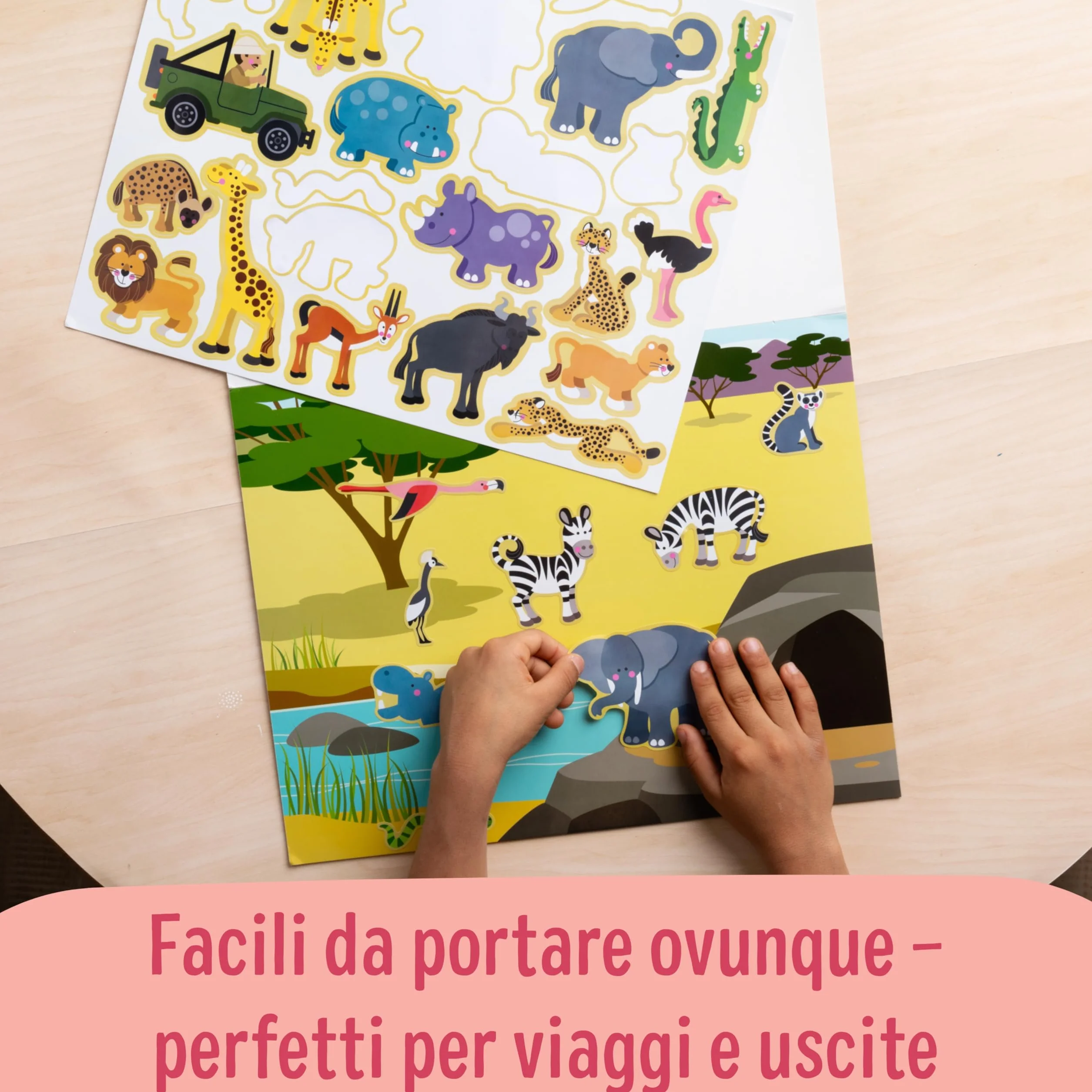 Melissa & Doug Libro Adesivi Attacca e Stacca - Album Stickers Riutilizzabili Tema Ambienti Naturali e Animali, Regalo per Bambini e Bambine, 3+ Anni