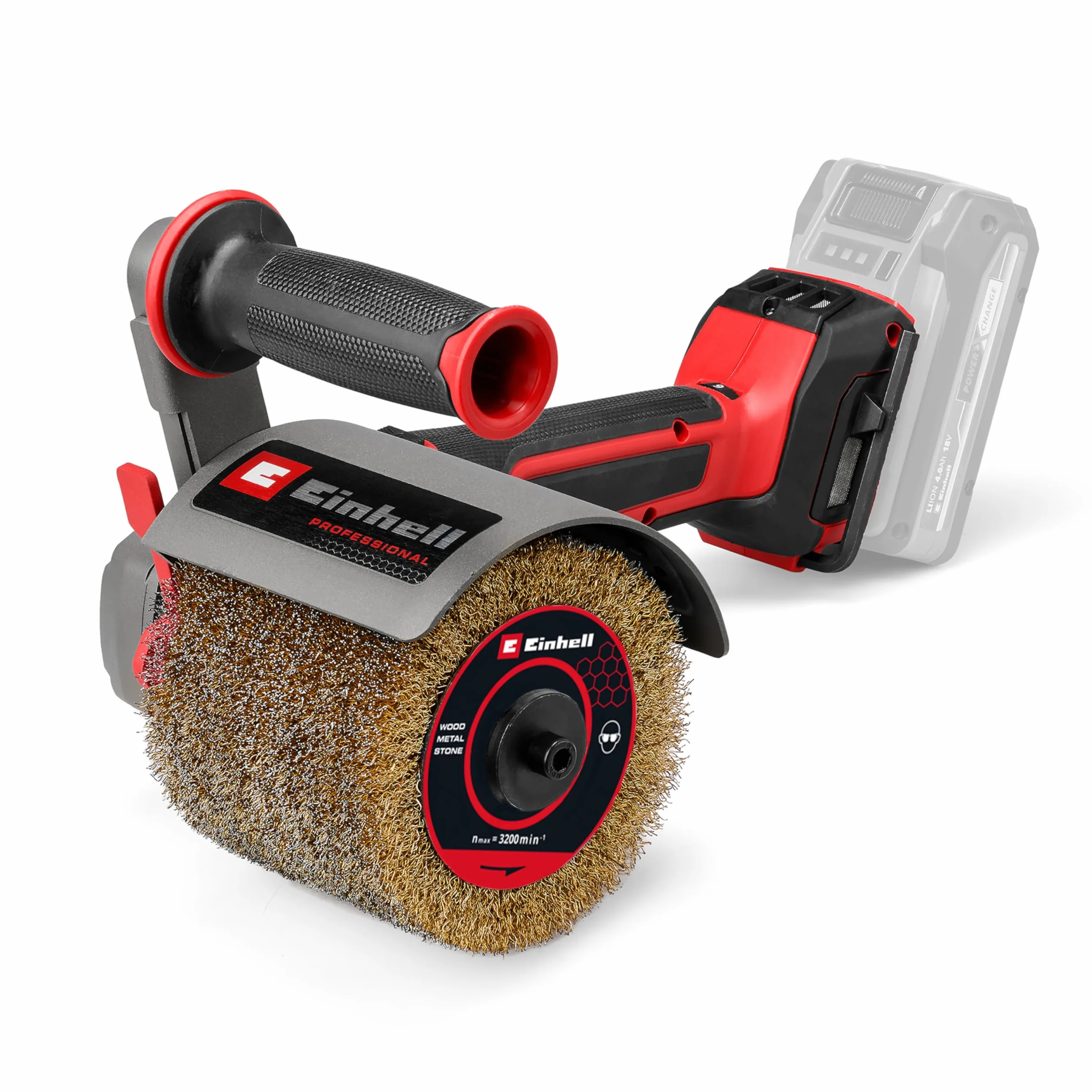 Levigatrice a spazzola Einhell Professional TP-BR 18/32 Li BL-Solo PXC (18 V, 1300 W, Brushless, max 3.200 giri/min. per spazzole da 120 mm, inclusa spazzola in fibra sintetica, batteria esclusa)