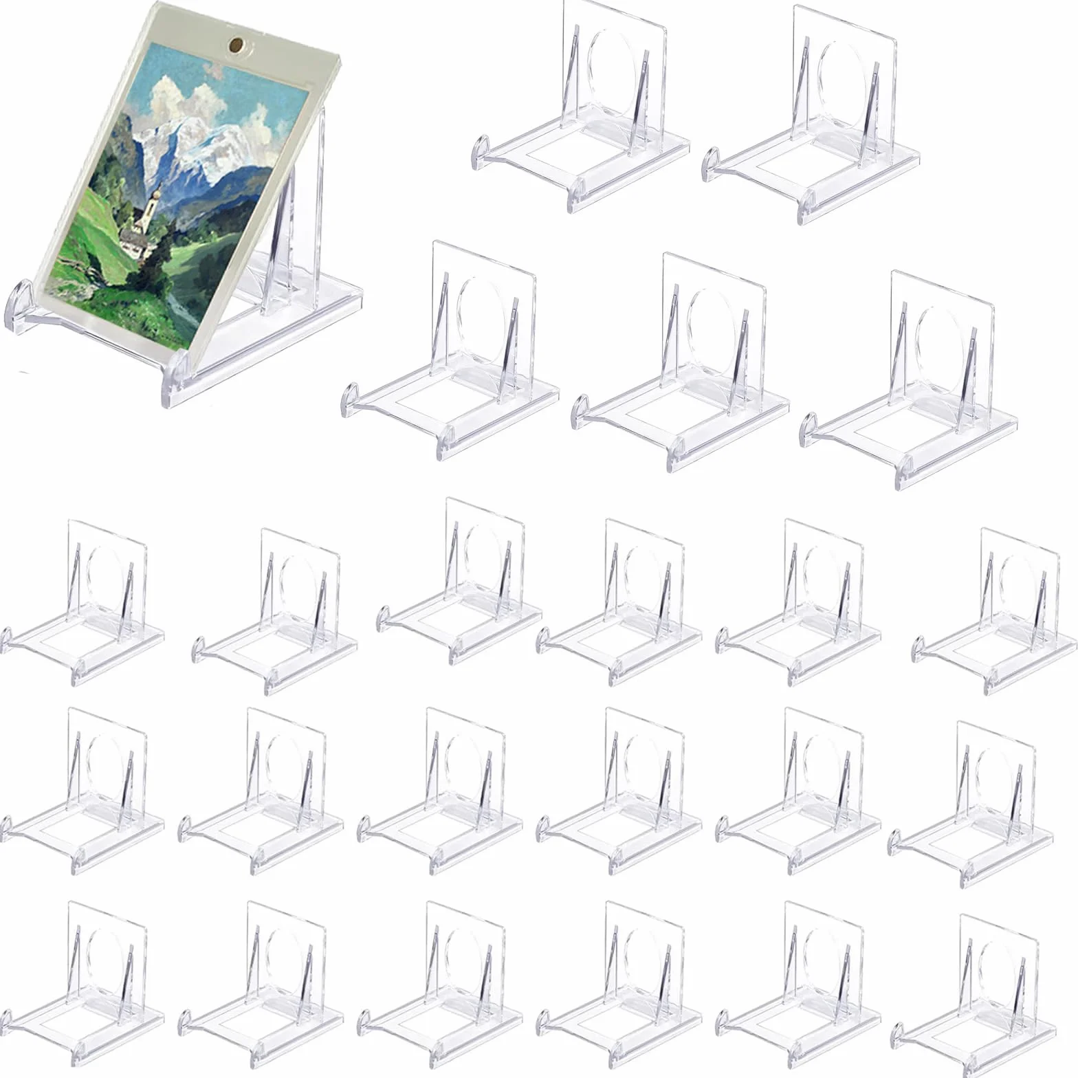 24 Pezzi Porta Piatti da Esposizione Supporto per Espositore Trasparente Regolabile Cavalletti di Plastica Trasparente Portapiatti In Acrilico per Display Piatti Piani, Foto, Segnaposti