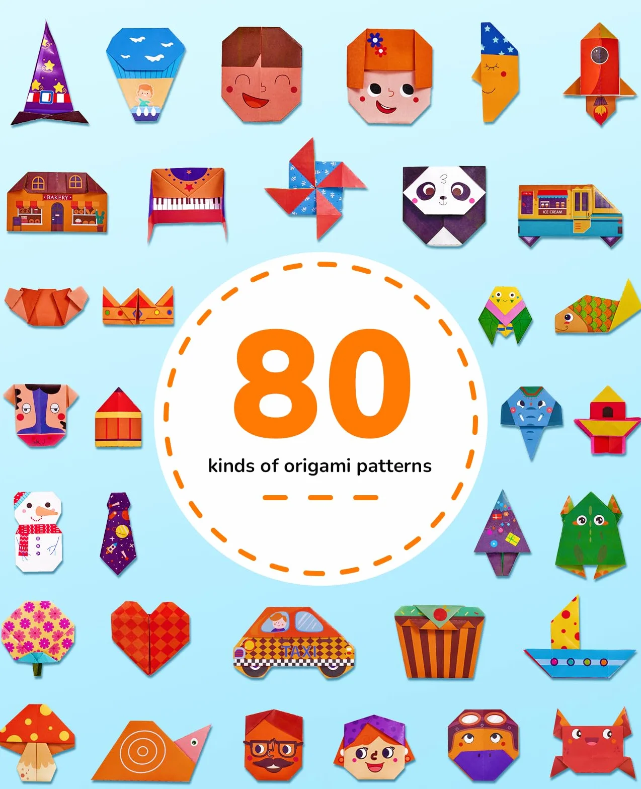 JoyCat 360 Fogli Carta Origami per Bambini 15x15 cm 160 File di Origami Vividi a Doppia Faccia, 200 Carta Pratica con Manuale di Insegnamento Colorato - Set di Cartoncini Colorati