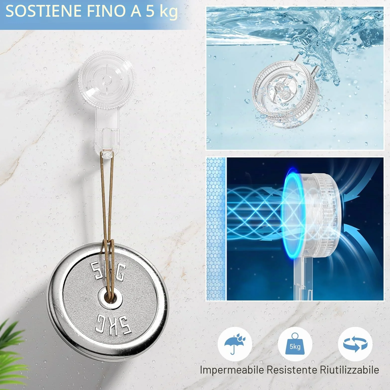 Luxear Ganci Ventosa Senza Foratura 2 Pezzi Appendi Accappatoio Resistenti | Gancio Ventosa Bagno per Asciugamani, Ganci Appendini Rotante per Cucina Bagno Parete Doccia Vetro Piastrelle, Trasparenti