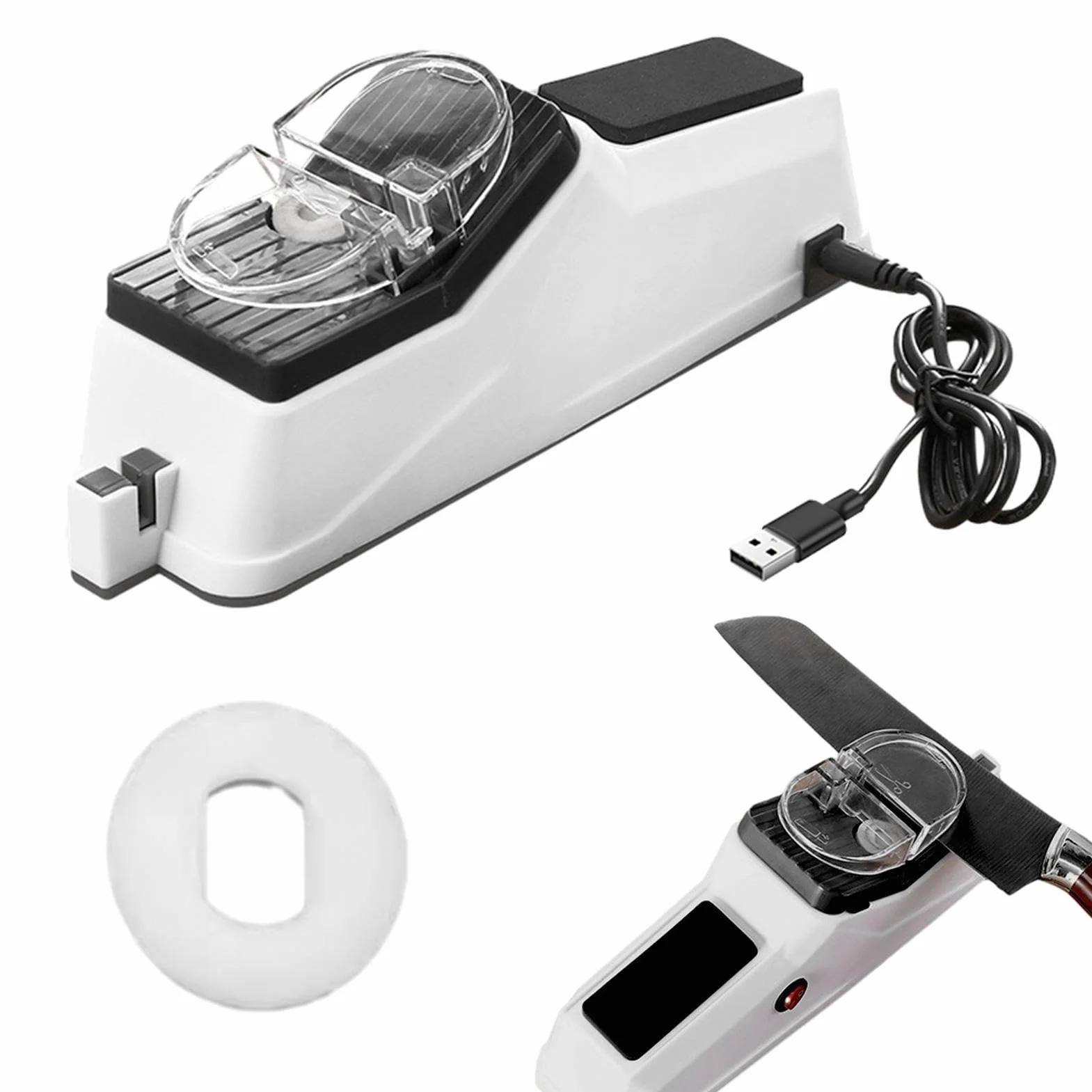 Affilacoltelli elettrico - Affilacoltelli professionale leggero per la casa | Utensili da cucina per 5 secondi di affilatura e lucidatura rapida, con copertura protettiva