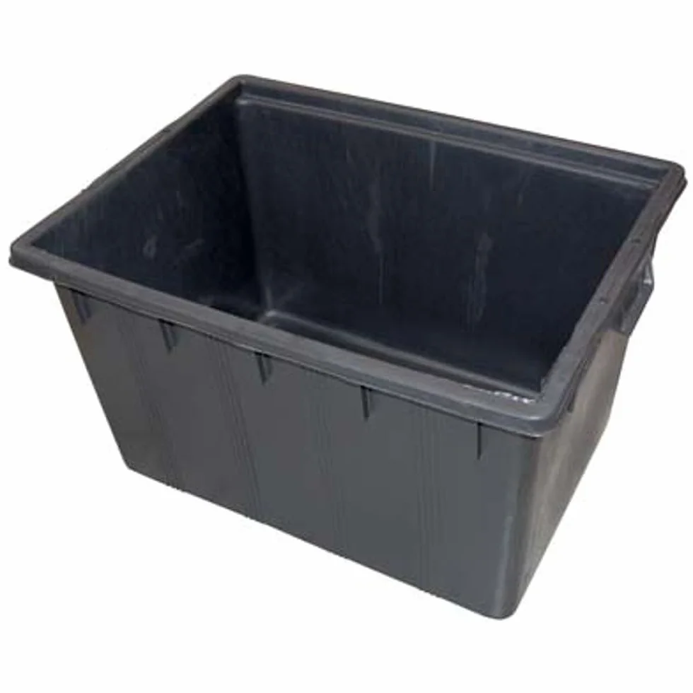 MASTELLONE RETTANGOLARE NERO ICS LDPE LT 180 CM 80X60 H.CM 48 + MANICI