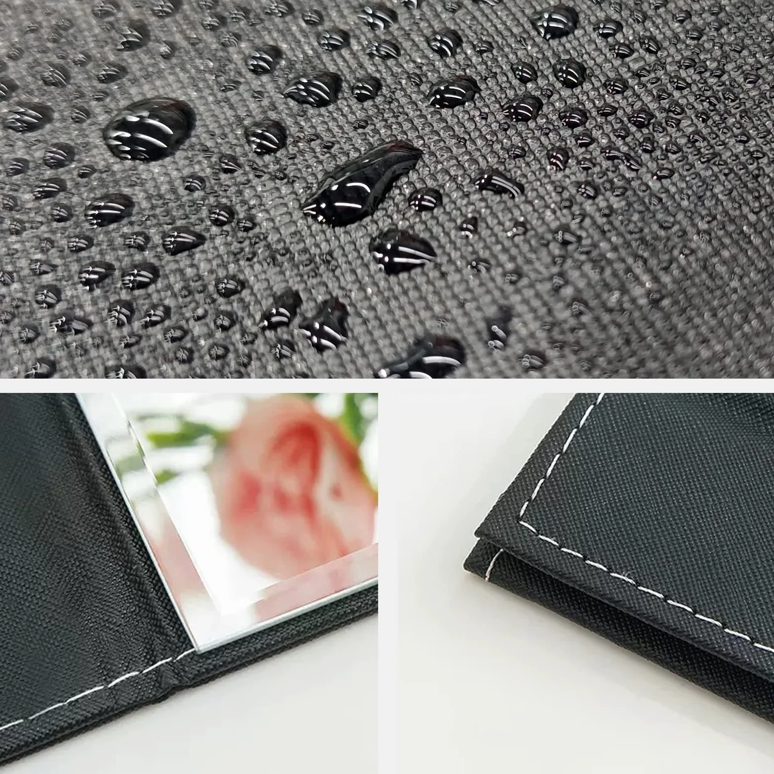 Specchio da Tavolo Portatile Pieghevole 25x18cm Pelle PU HD per Viaggio Trucco Nero