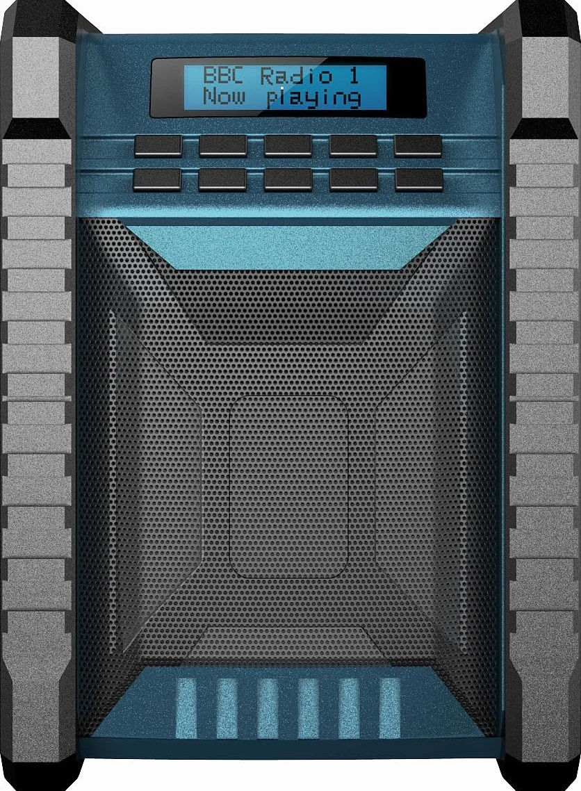 auvisio Radio da Esterno: Radio da Cantiere Dab+/FM, Bluetooth, 80 W di Potenza di Picco (Dab con Batteria, Cantiere, pc)
