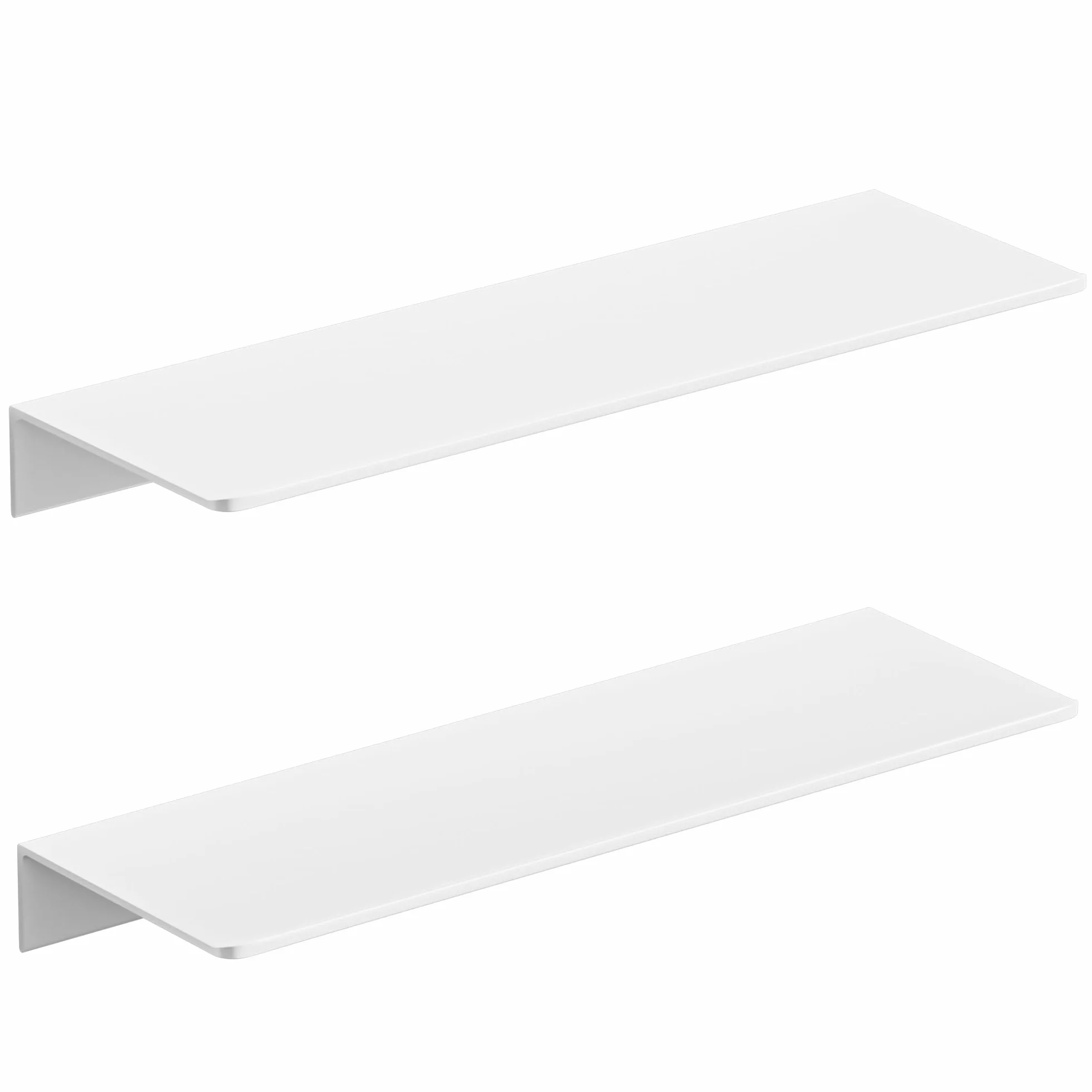 HNVNER Mensole da Parete in Metallo 2 Pezzi - 40 cm Mensola da Muro Bianco Lucido in Lega di Alluminio Senza Foratura, Antiruggine, Ripiani a Parete per Soggiorno, Camera da Letto, Bagno