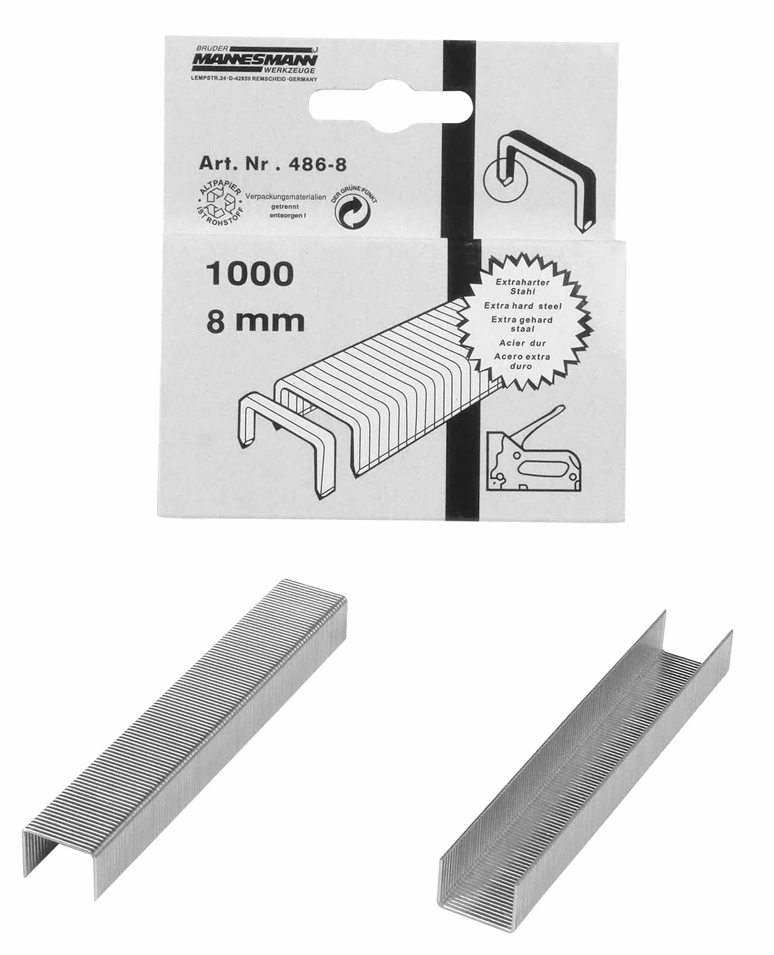 (6) Grapas 1000 pzas., 8 mm