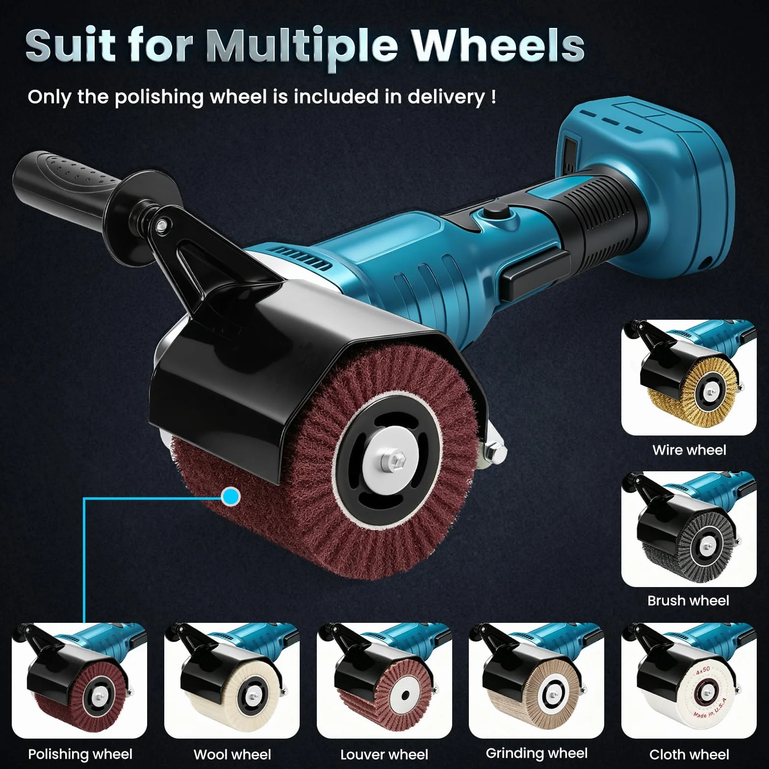 Satinatrice a Rullo Compatibile con Makita 18V, Levigatrice a Spazzola per Legno con Rullo Satinatore, Motore Brushless 8500RPM, 3 Velocità per Ristrutturazione e Finitura Superfici (Senza Batteria)