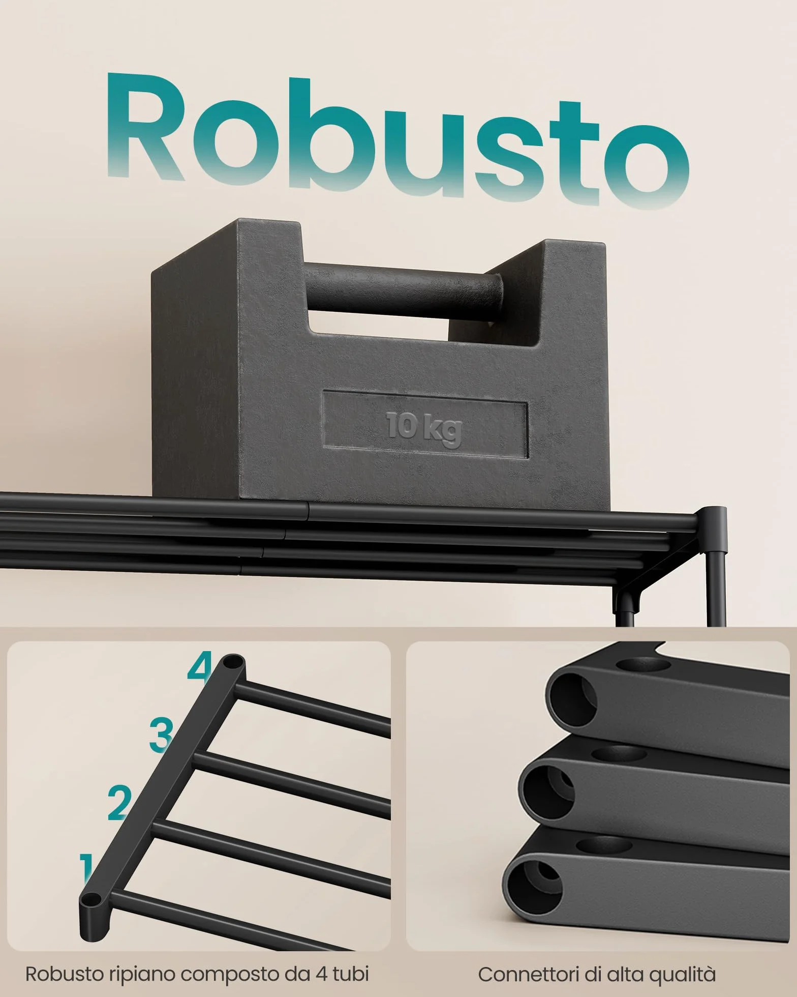SONGMICS Scarpiera, 3 Ripiani, Scarpiera Ingresso Slim, Organizer per Scarpe, Metallo, Soggiorno Armadio, Impilabile, 30 x 45 x 48,5 cm, Nero LSA113BH01
