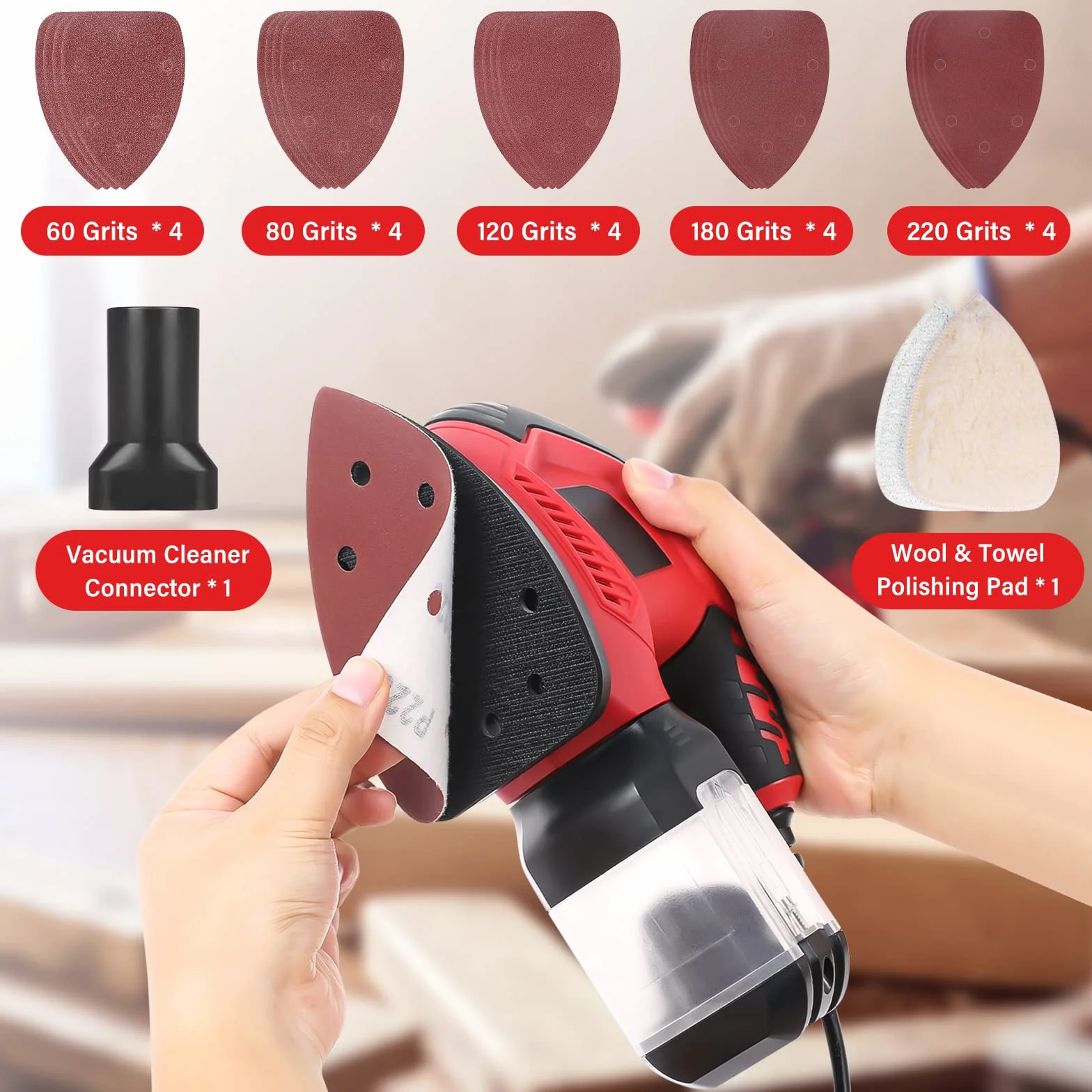 Levigatrice 200W 14000 RPM Multifunzione con 3 Tamponi Lucidatura e 20 Carte Abrasive