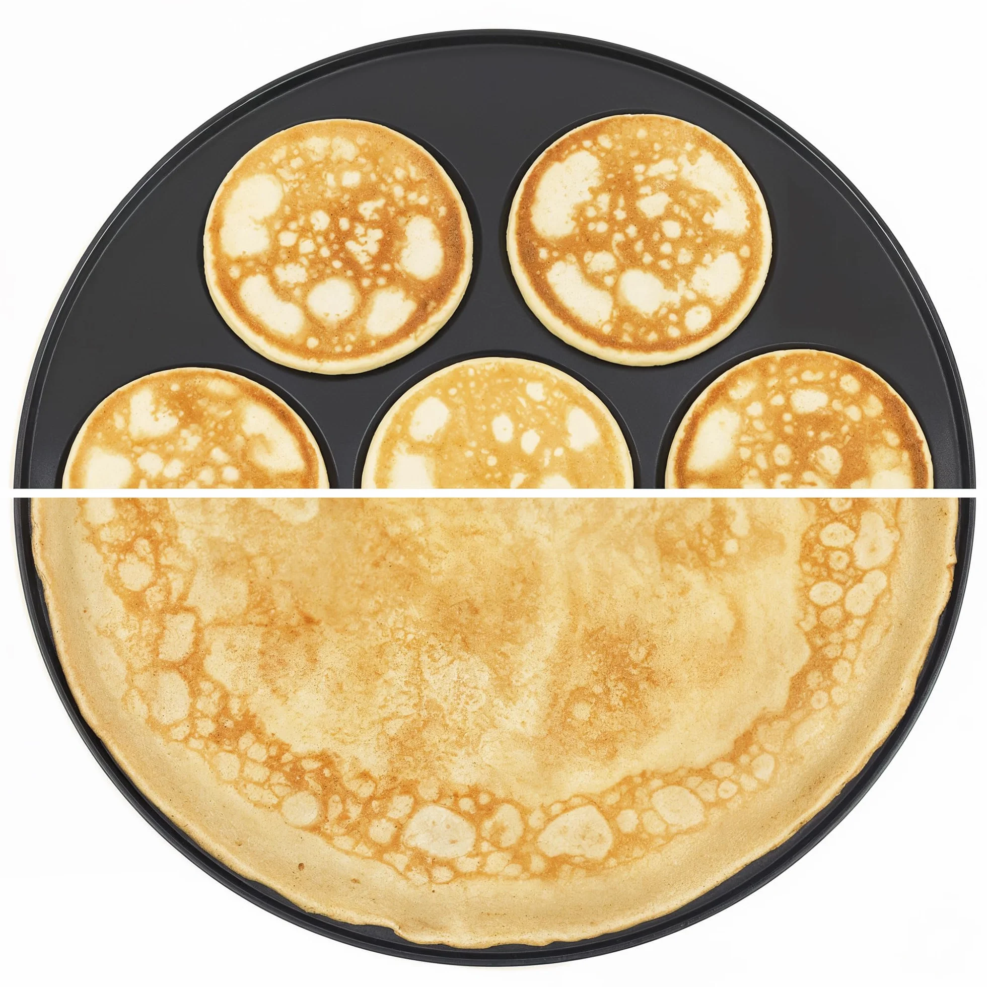 H.Koenig Crepiera con Piastra Reversibile 2 in 1 KREP56,Crêpes,Mini Crêpes,Pancakes,Termostato Regolabile Fino a 230°,Rivestimento Antiaderente,1500W