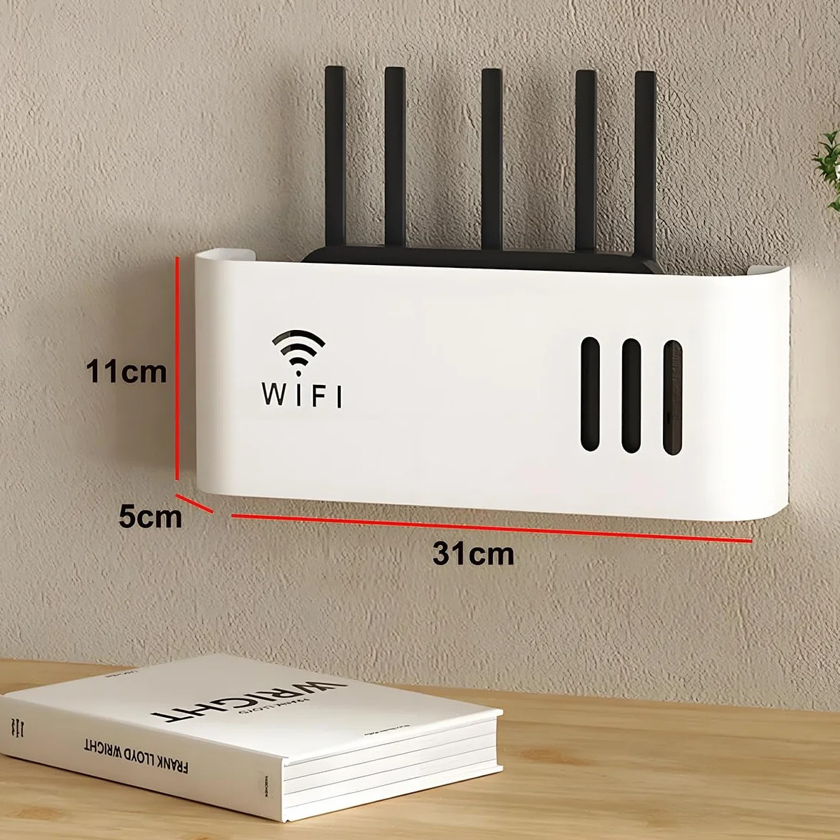 Porta Modem da Parete, Porta Modem, Mensola Modem WiFi da Muro per Nascondere Il Router e Mettere in Ordine i Suoi Cavi(White)