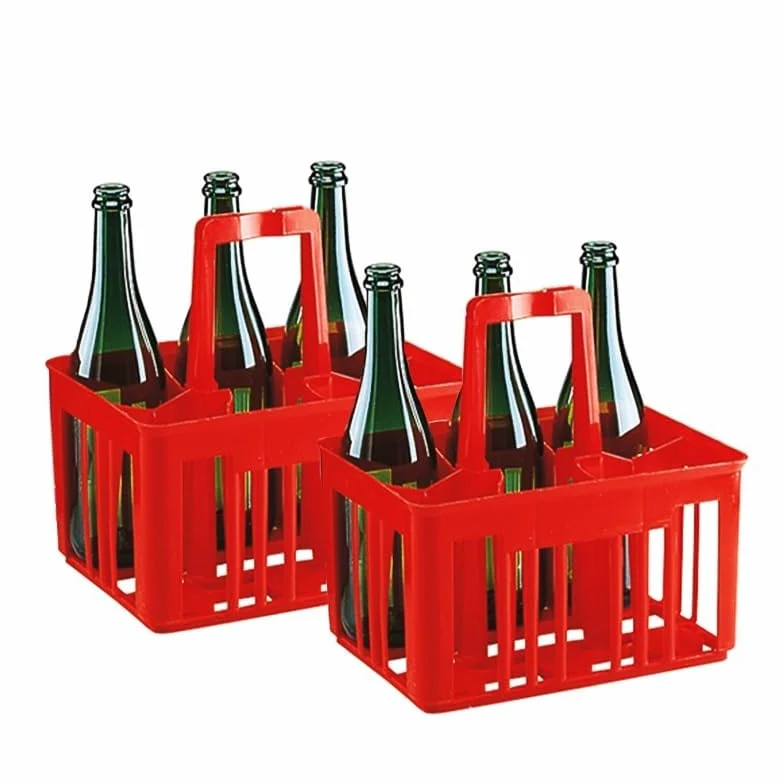 VIRSUS Portabottiglie in Plastica 31x22x35 cm 6 Scomparti Impilabile con Manico Rosso