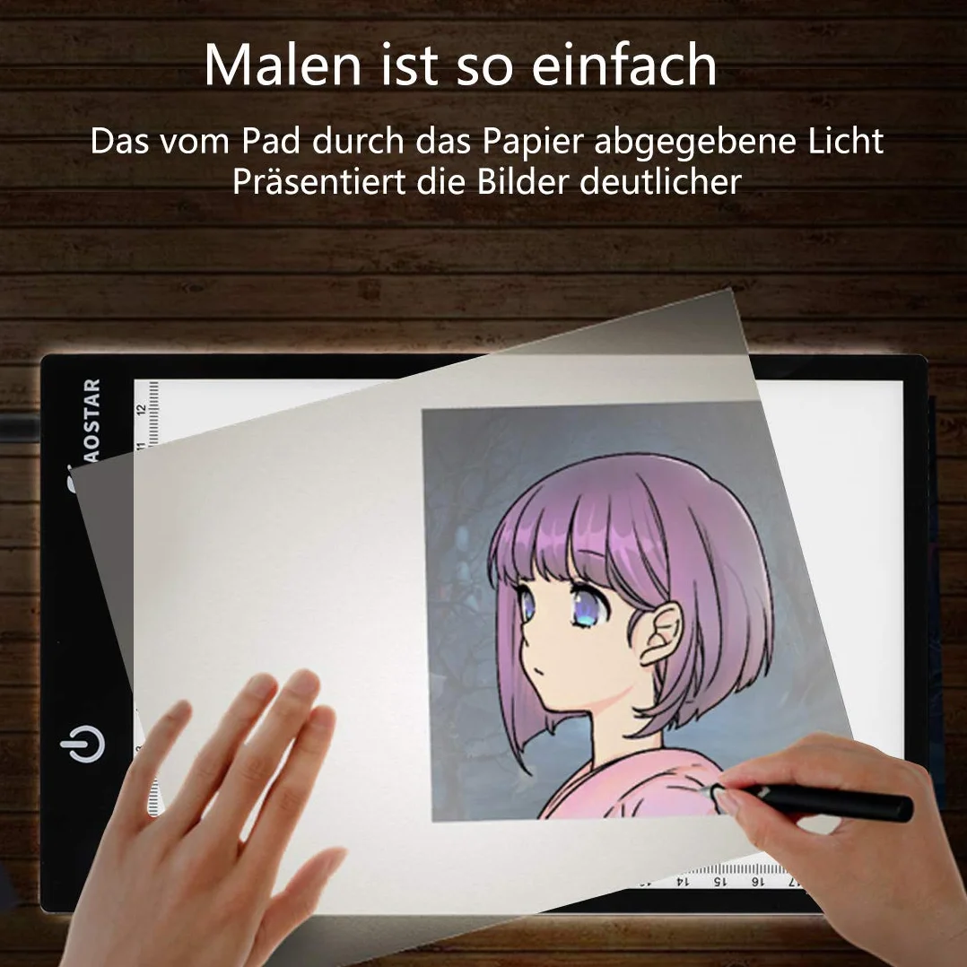 A5 LED Light Table Pad Light Pad LED Drawing Pad Luminosità regolabile Light Box Copy Board con cavo USB per artisti che disegnano Animazione Tappetino luminoso per pittura con diamanti