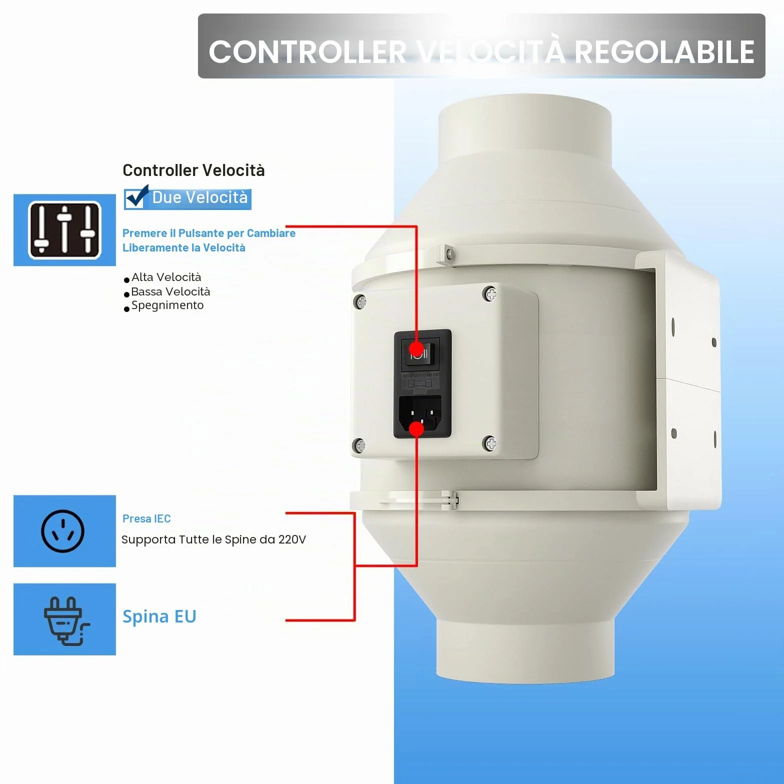 FanGoFast Aspiratore da Bagno 100mm, Estrattore Aria con Funzione Booster