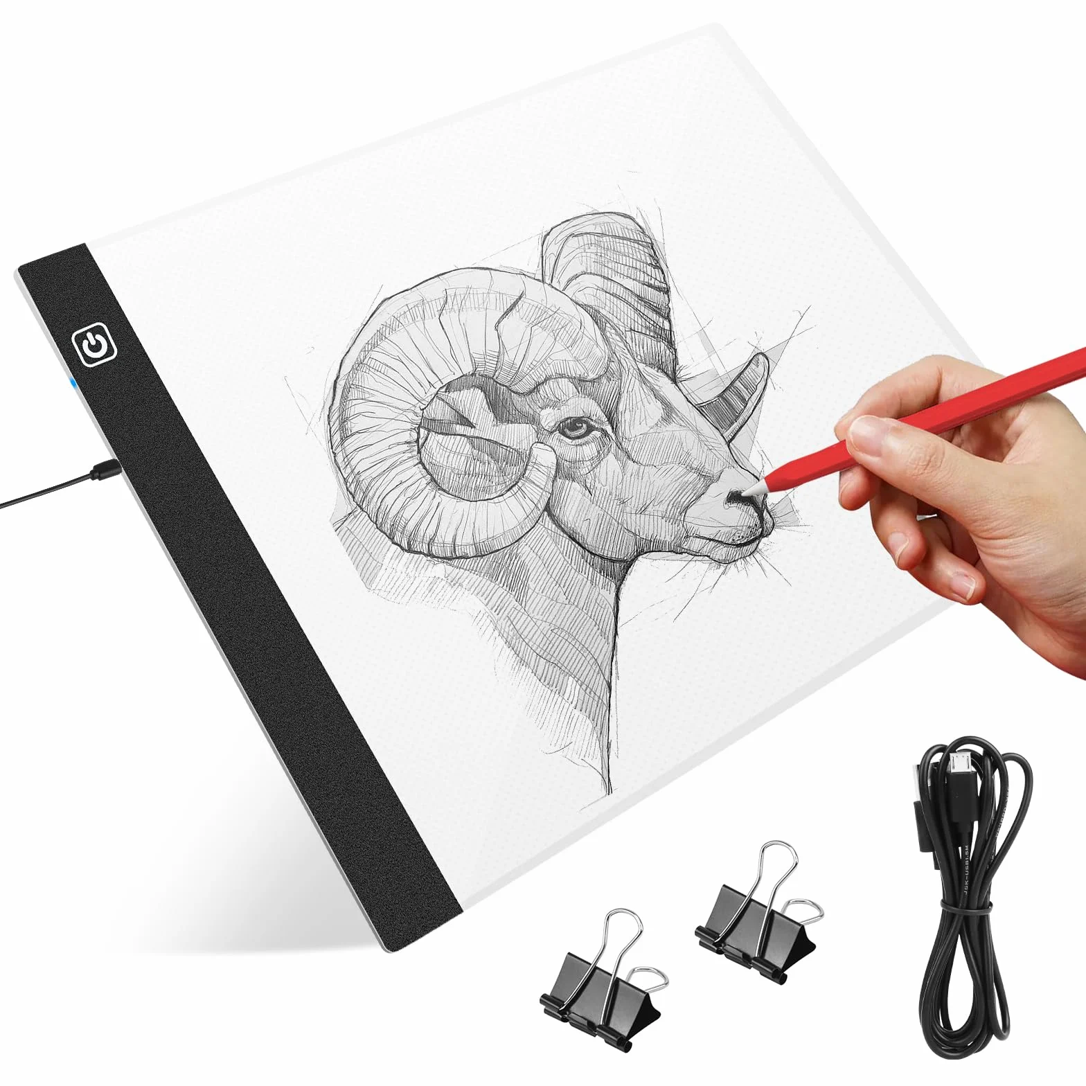 VFANDV Tavoletta Luminosa A4, Lavagna Luminosa per Disegnare con Cavo USB LED Light Pad con Luminosità Regolabile per Animazione Schizzi Progettazione Disegno Pittura a Diamante 5D