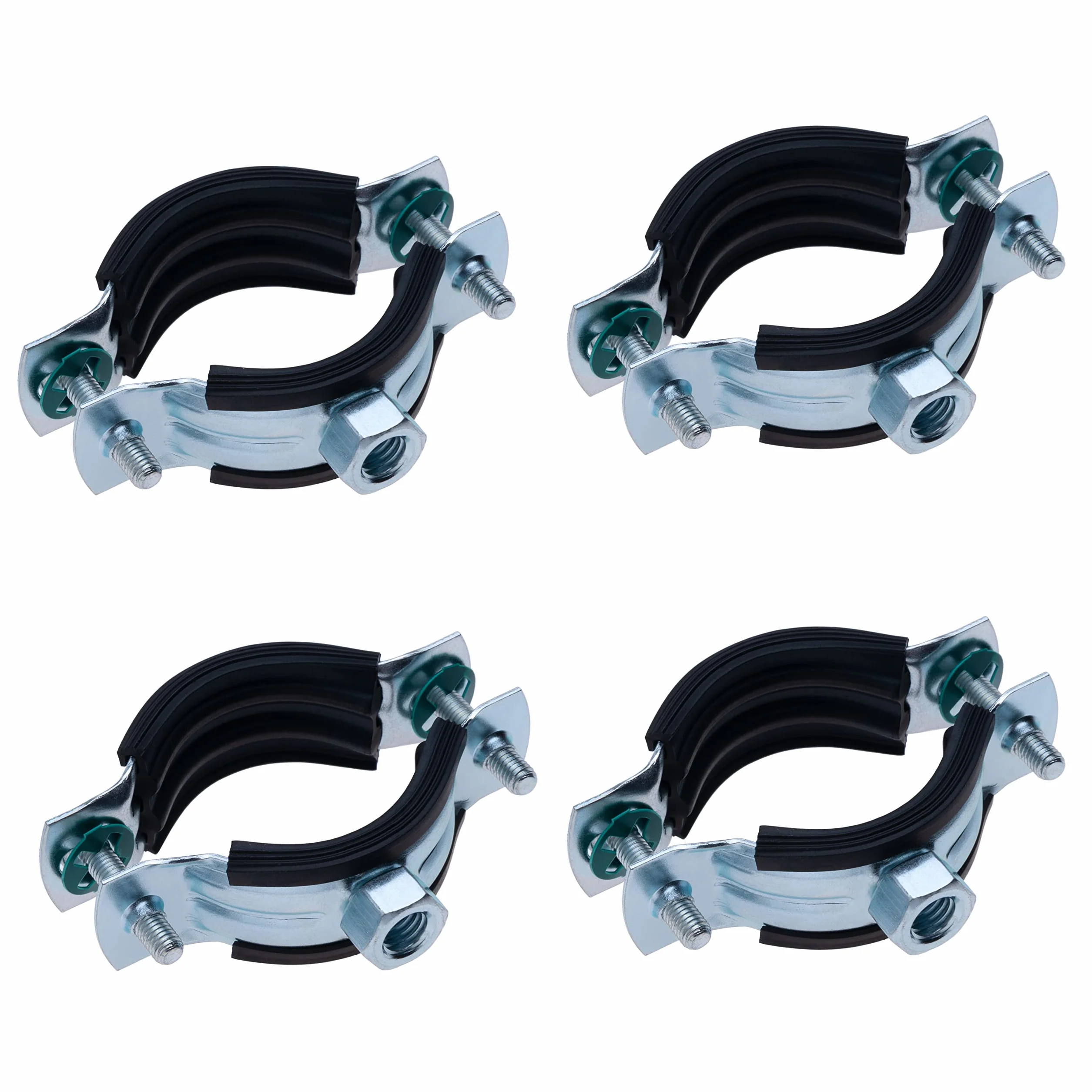 10-14 mm Morsetto per tubi con rivestimento in gomma nera, Clip per tubi in due parti con montaggio a parete M8, Supporto per tubi, gancio ad anello diviso, staffa per tubi regolabile (4 pezzo)