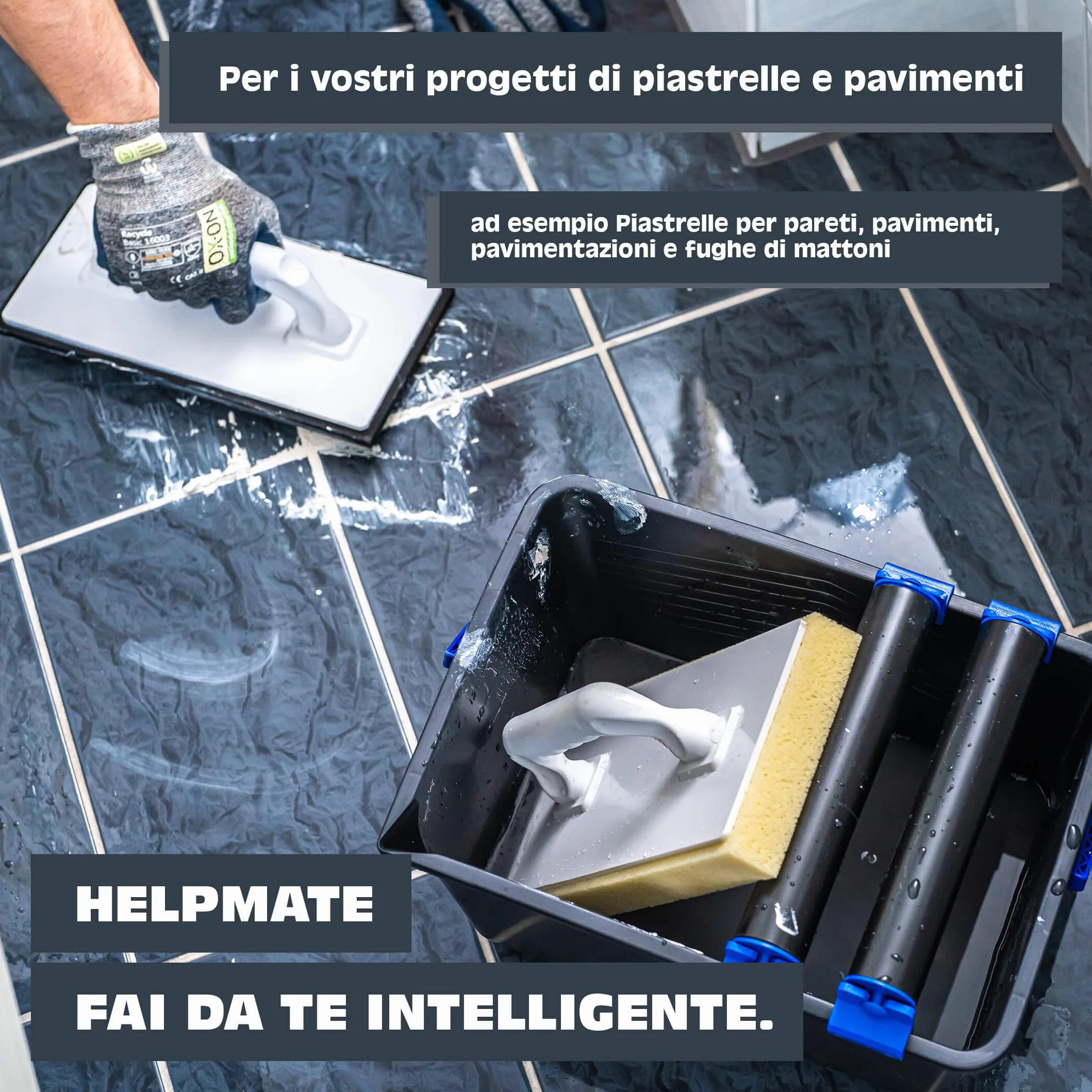 SET HELPMATE secchio in plastica da 12L idrospugna con rivestimento in gomma