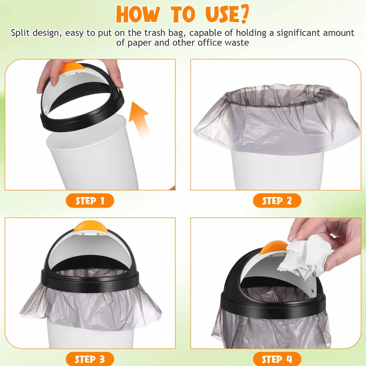 Angoily Pattumiera pinguino con coperchio in plastica, organizer per camera da letto, ufficio, auto, bagno, cameretta dei bambini, bancone