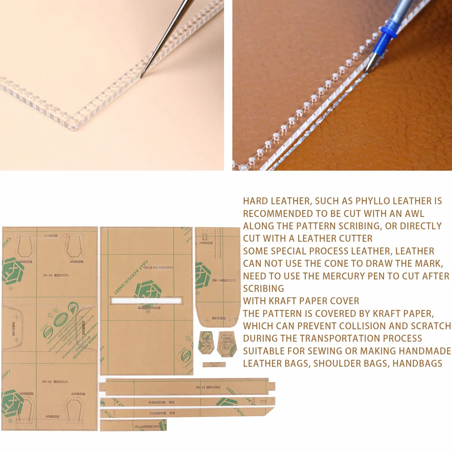 Modello in Pelle per Borsetta Stencil in Acrilico per Realizzare Borse a Tracolla Accessori per Cucito Fai da Te Handcraft Materials