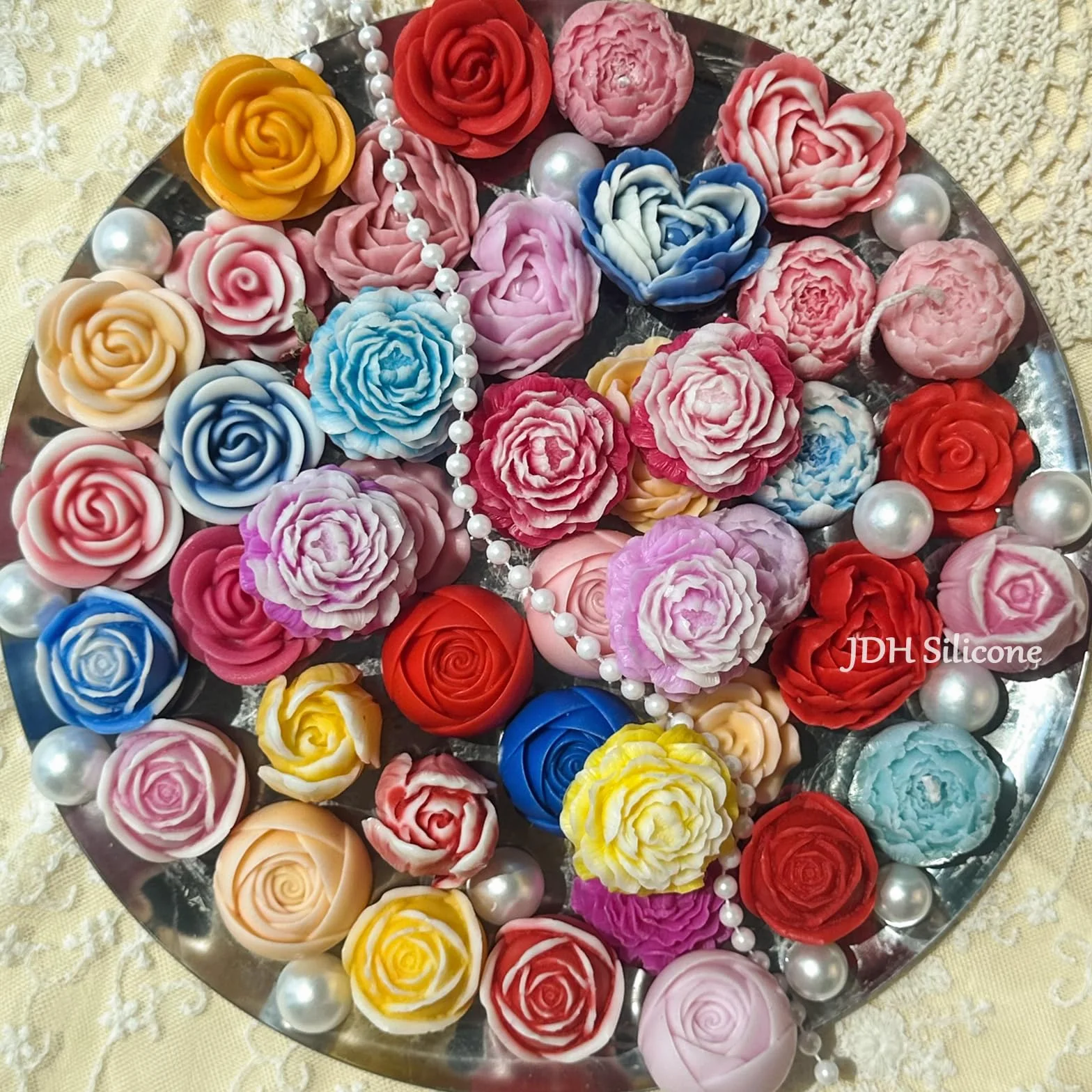 Stampi per Candele In Silicone, 6 Pezzi stampo candele stampi In silicone Per Fiori,Fiore Di Fondente Stampo a Forma,Silicone Per Fiori di Rose per Torta Cioccolato Sapone Candela Ice Cube