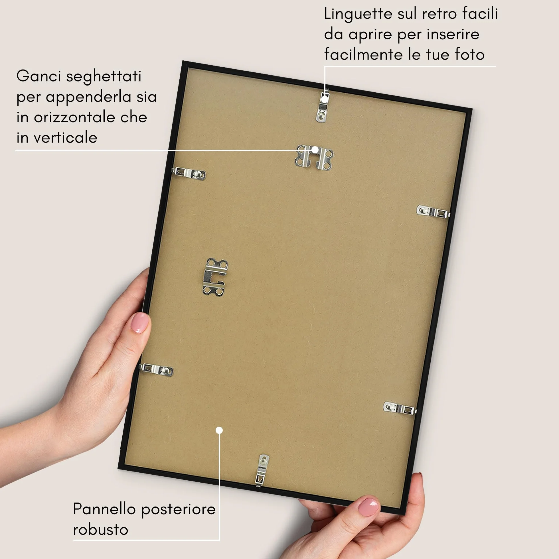 Americanflat Cornice Nera 30x45 cm con Passepartout - Portafoto Bordo Sottile PVC