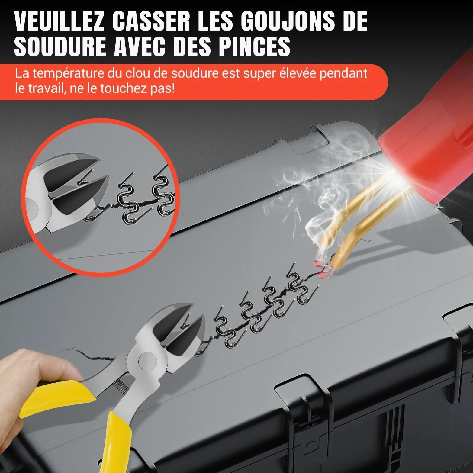 Saldatore Pistola Riparazione Macchina Kit di riparazione paraurti auto con saldatrice per plastica da 150 W, acchina di saldatura con punti metallici caldi da 800 pezzi