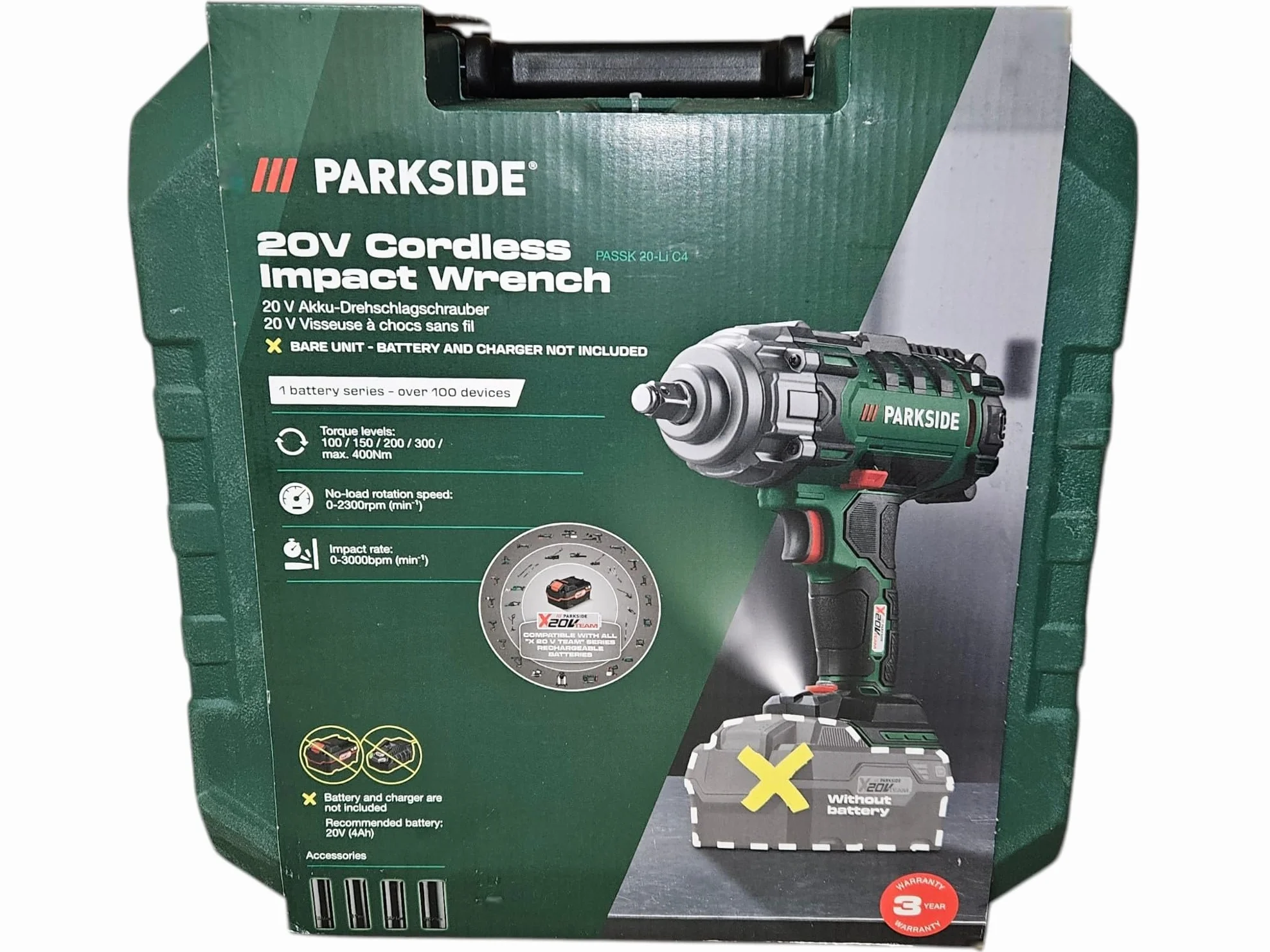 PARKSIDE® Avvitatore a percussione a batteria 20 V PASSK 20-Li 4 Ah con caricabatterie