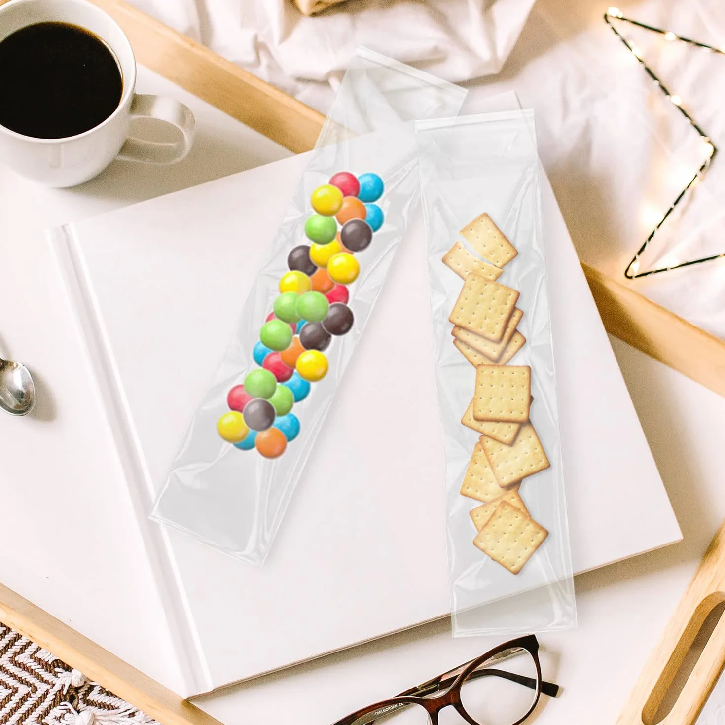 Confezione da 100 sacchetti cellophane trasparenti autoadesivi 5x15 cm, chiusura adesiva 50 µm. Sacchetti piccoli per orologio, forcina capelli