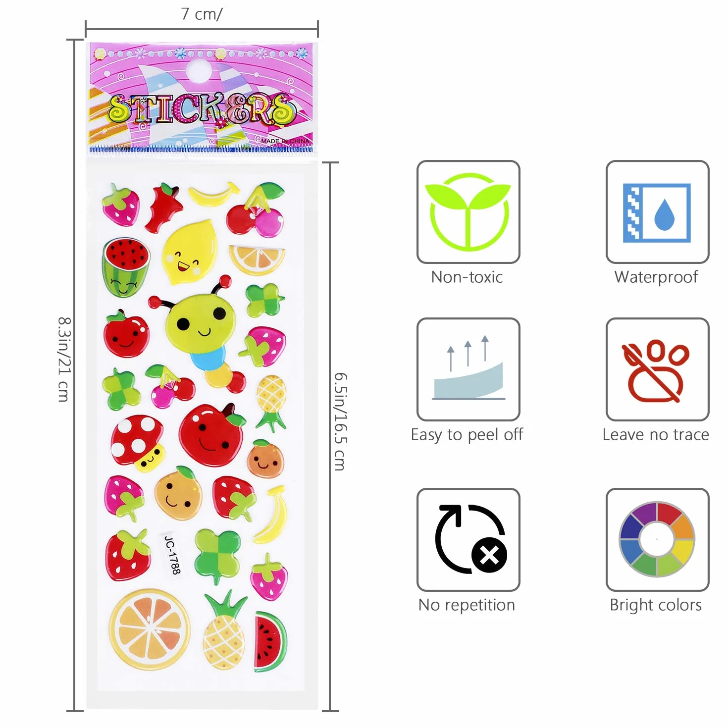 Adesivi per Bambini, 600+ Adesivi 3D Stickers per Puffy Adesivi per Regali Gratificanti Scrapbooking Inclusi Camion, Dinosauri, Frutta, Numeri, Lettere,Pesci, Cuori, ECC (24 Fogli)