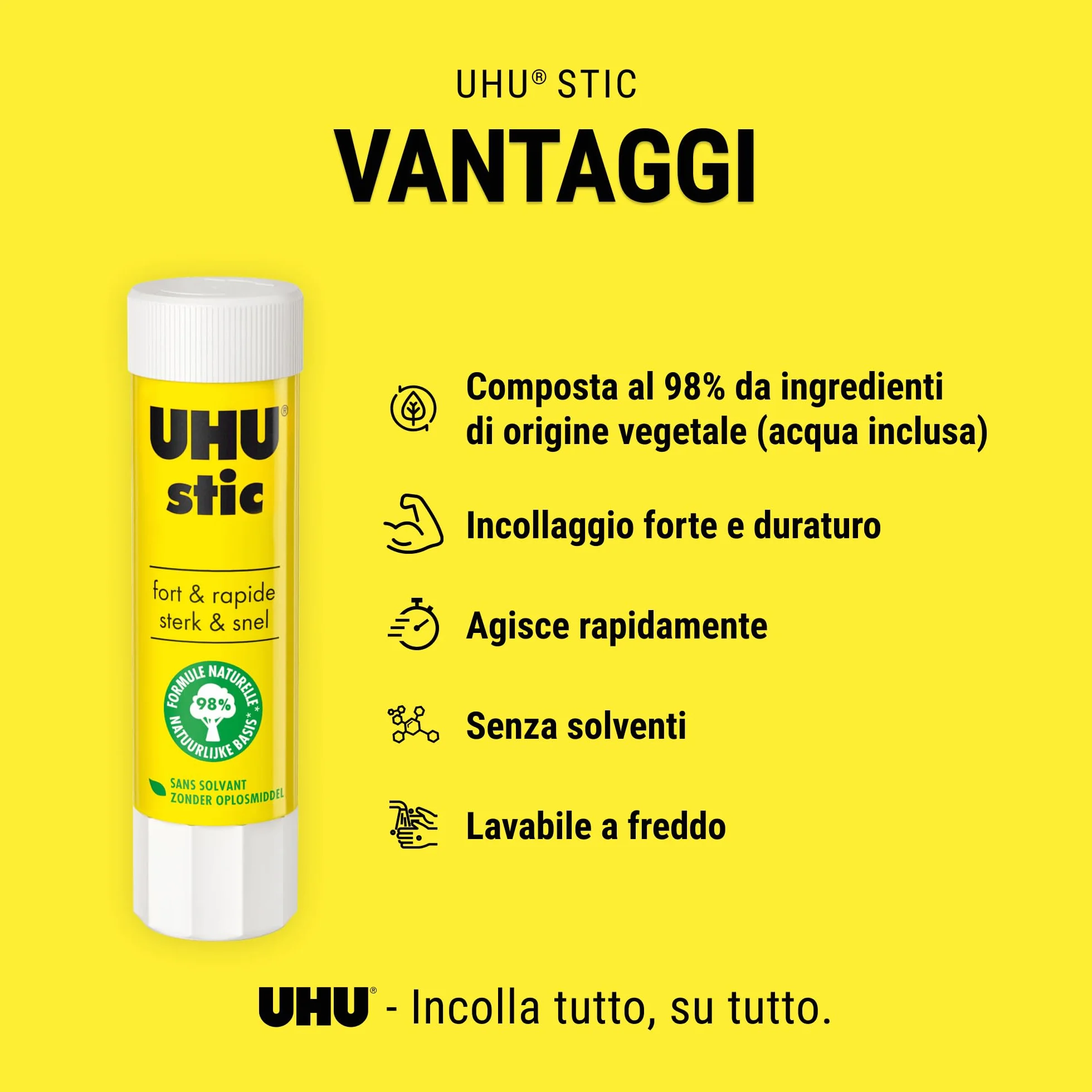 UHU Stic 5x8.2g colla per bambini, sicura da usare per i lavoretti, adatta per la scuola, l'ufficio, l'università