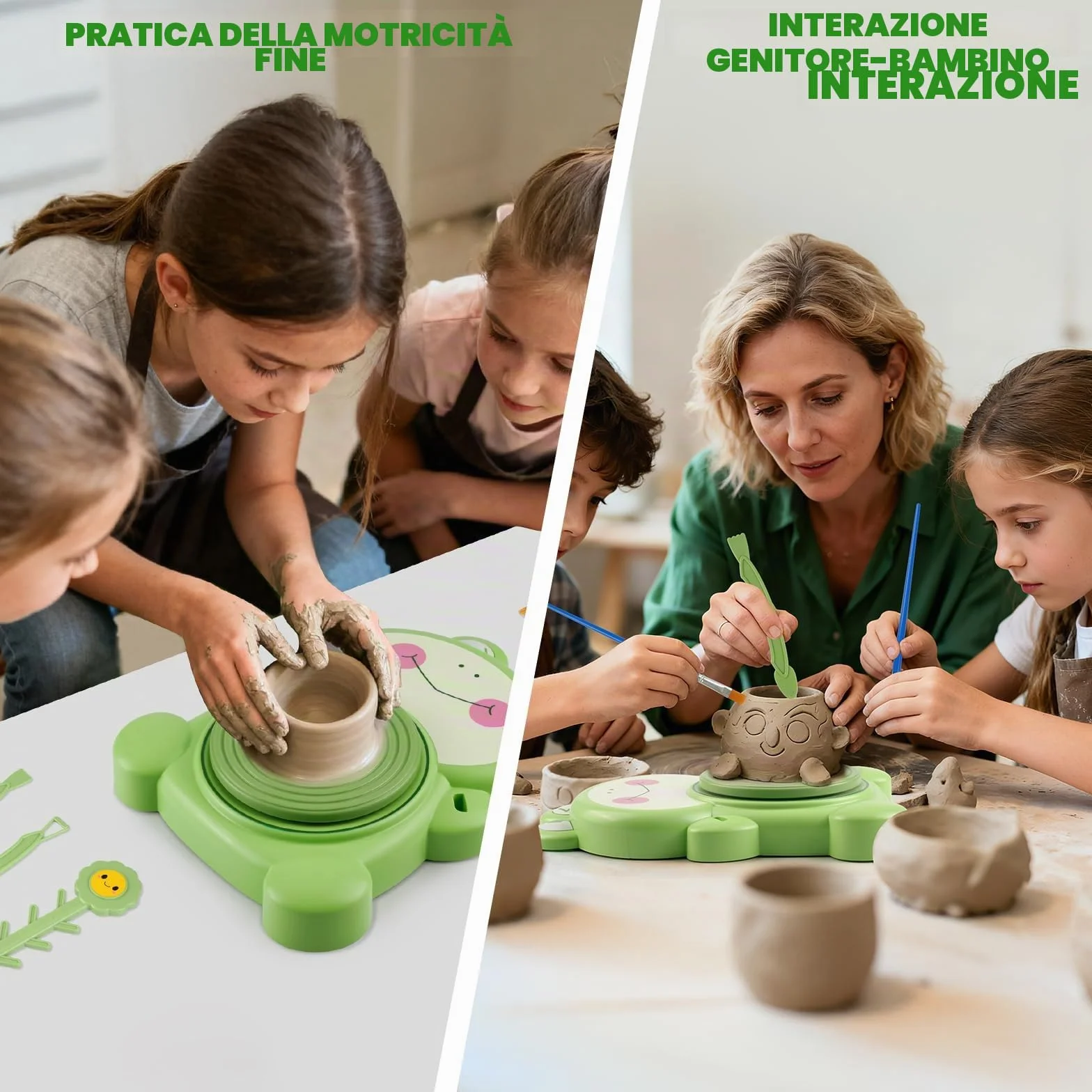 MYDOVA Ruota in ceramica per bambini, kit completo di pittura in ceramica, arte e artigianato per bambini dai 6 ai 12 anni con confezione da 3 argille per asciugare all'aria e strumenti di scultura
