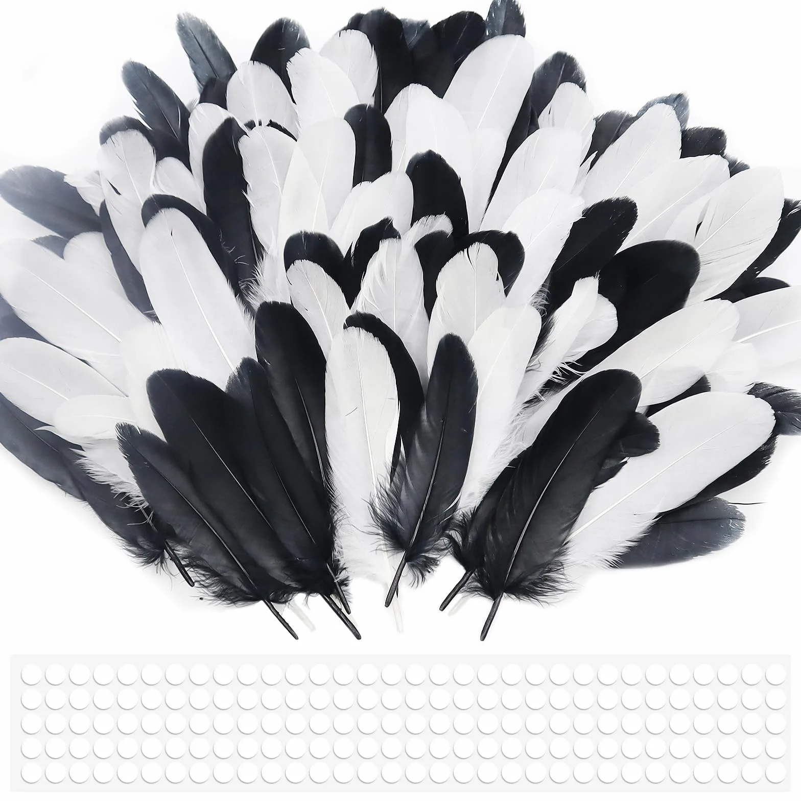 Piume Bianche e Nero Naturali 10-17 cm Piuma D'Oca per Acchiappasogni Fai da Te 200 Pezzi