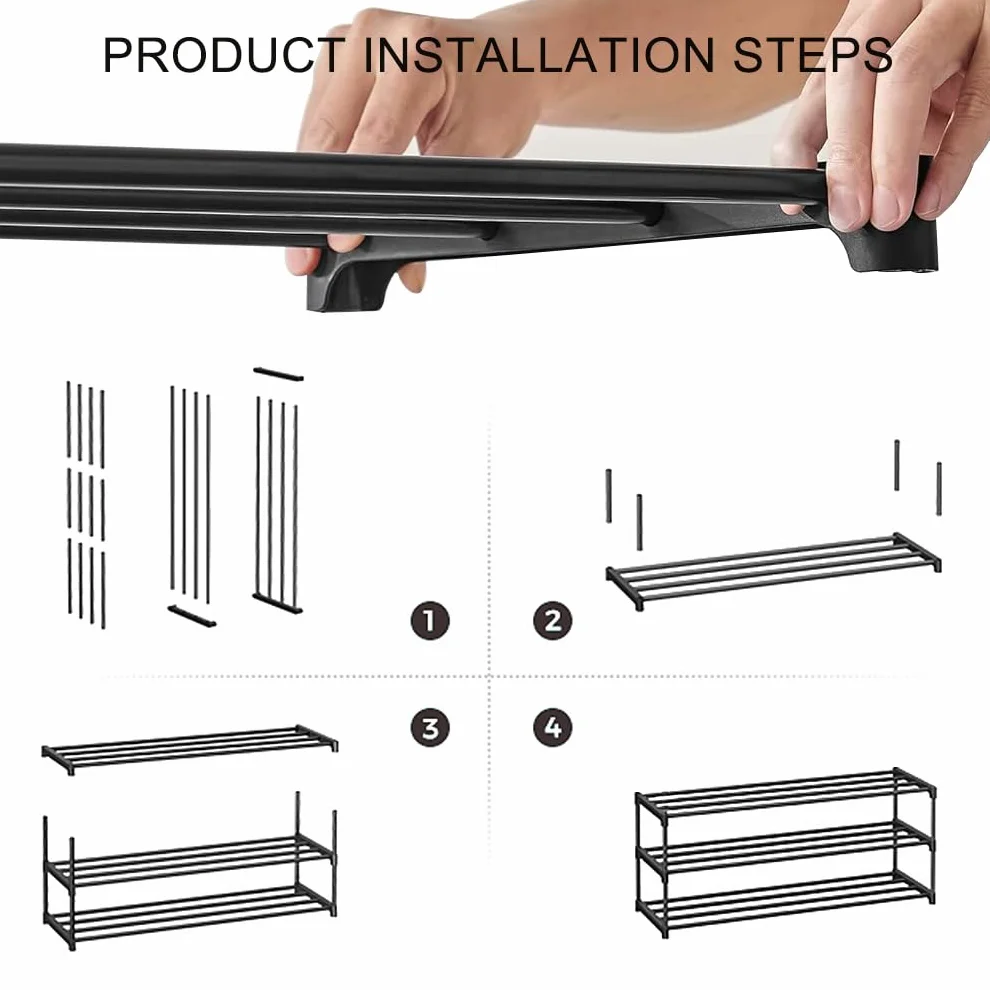 Scarpiera a 2 ripiani, piccola, sottile, con rivestimento antiruggine, adatta per dormitorio, casa in affitto, balcone, scarpiera stretta impilabile