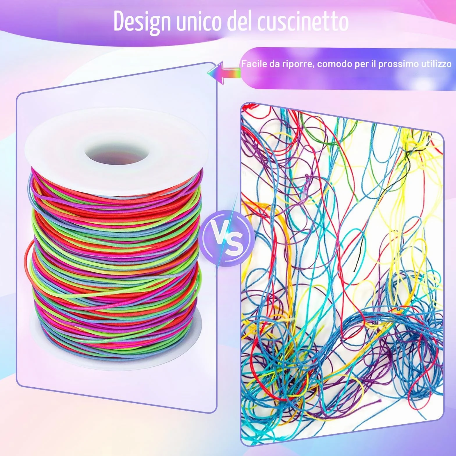 Alyvisun 1mm x 100m Filo per Braccialetti, Durevole Arcobaleno Filo per Braccialetti Adatto per Fare Gioielli DIY, Bracciali, Collane, Artigianato, Decorazioni (Colorato)