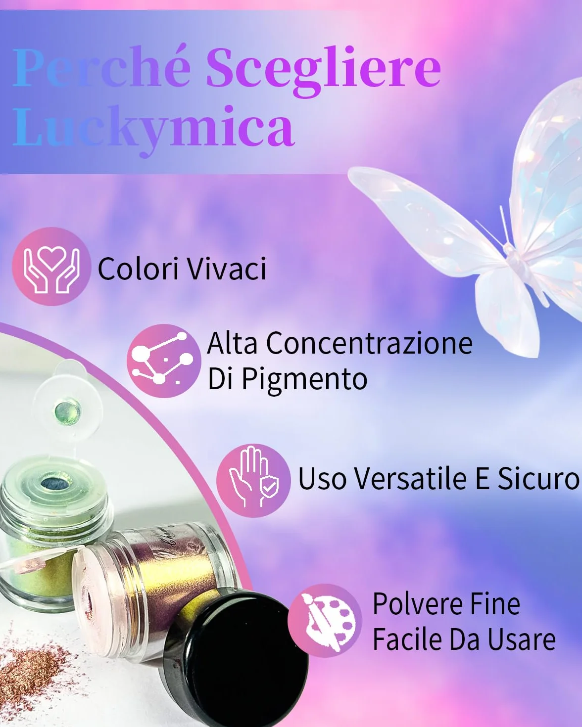 Polvere di Mica Camaleonte – 10 × 3 g Pigmenti Effetto Color Shift per Resina Epossidica, Polvere Cromata ad Alta Intensità per Tumbler, Pittura, Unghie e Progetti DIY