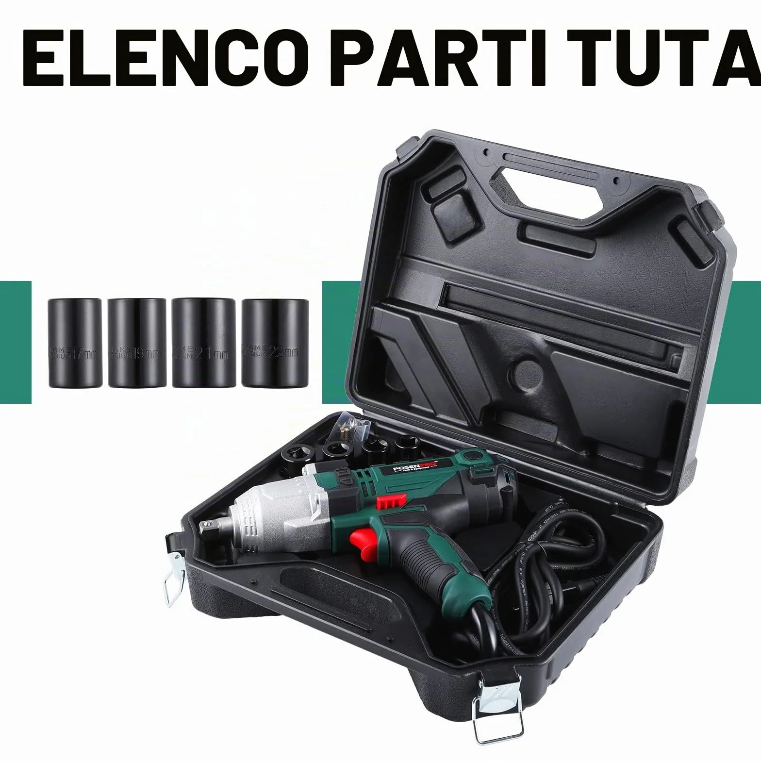 POSENPRO Avvitatore a impulsi 550 W 500 N.m 4 prese 17-22 mm