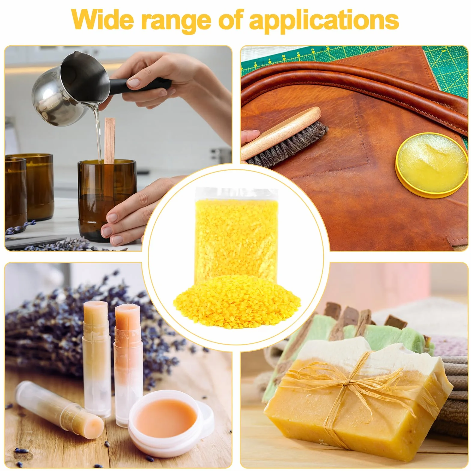 MXTIMWAN 250g Cera D'api Gialla,Premium Cera per Candele Fai da Te,Pellet Di Cera D'api,Pellet Di Cera Di Candela Per Candele,Saponi,Cosmetici,Salviette di Cera D'api,Cura Della Legno,Cura della Pelle