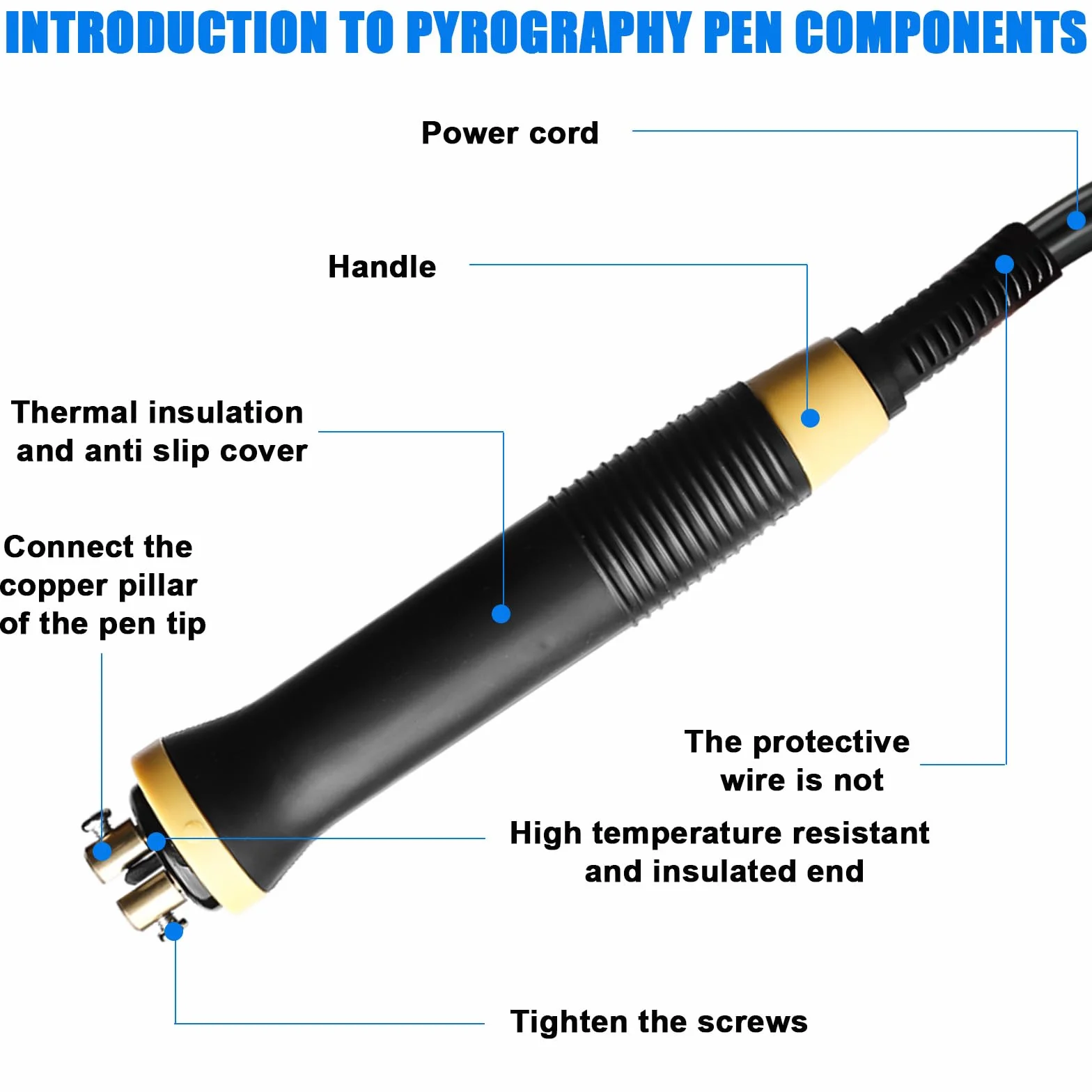Pirografia set con 30 punte di filo, macchina pirografica, penna per bruciare il legno, temperatura regolabile 100 ℃ - 800 ℃, set pirografico per legno, pelle e sughero fai da te