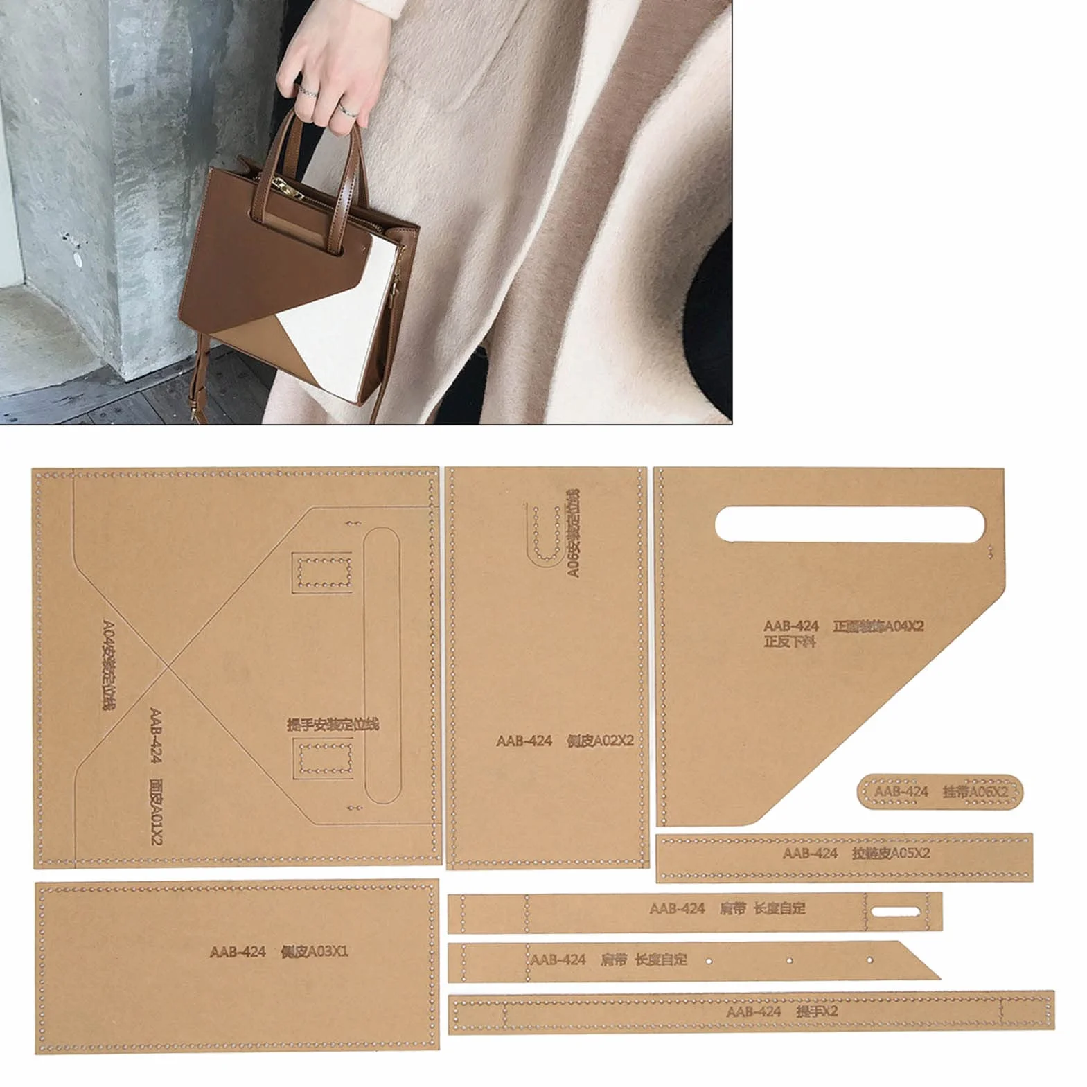 Modello in Acrilico per Borsa a Tracolla, Modello in Pelle Trasparente, Set di Borse da Taglio Preciso, Creazione di Stencil per Artigianato in Pelle Fai da Te
