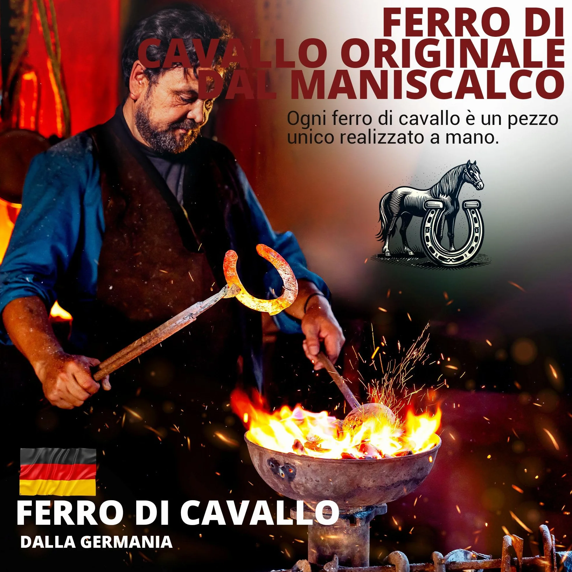 PURAJA Ferro di cavallo autentico consumato portafortuna originale con certificato