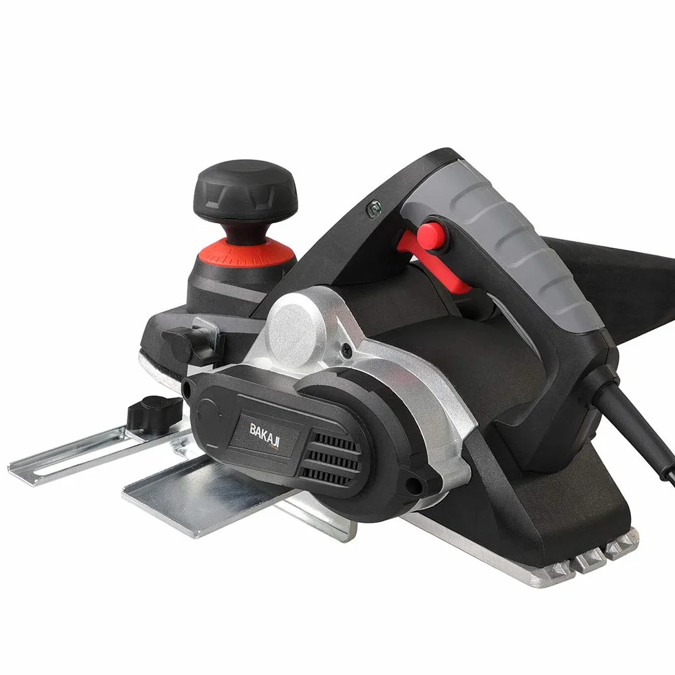 Bakaji Pialla Elettrica Piallatrice Potenza 750W Levigatrice Pialletto Legno Velocità 16500 rpm Larghezza Taglio 82mm Profondità Regolabile 0-3 mm con Aspiratore integrato Sacco + Guida Parallela