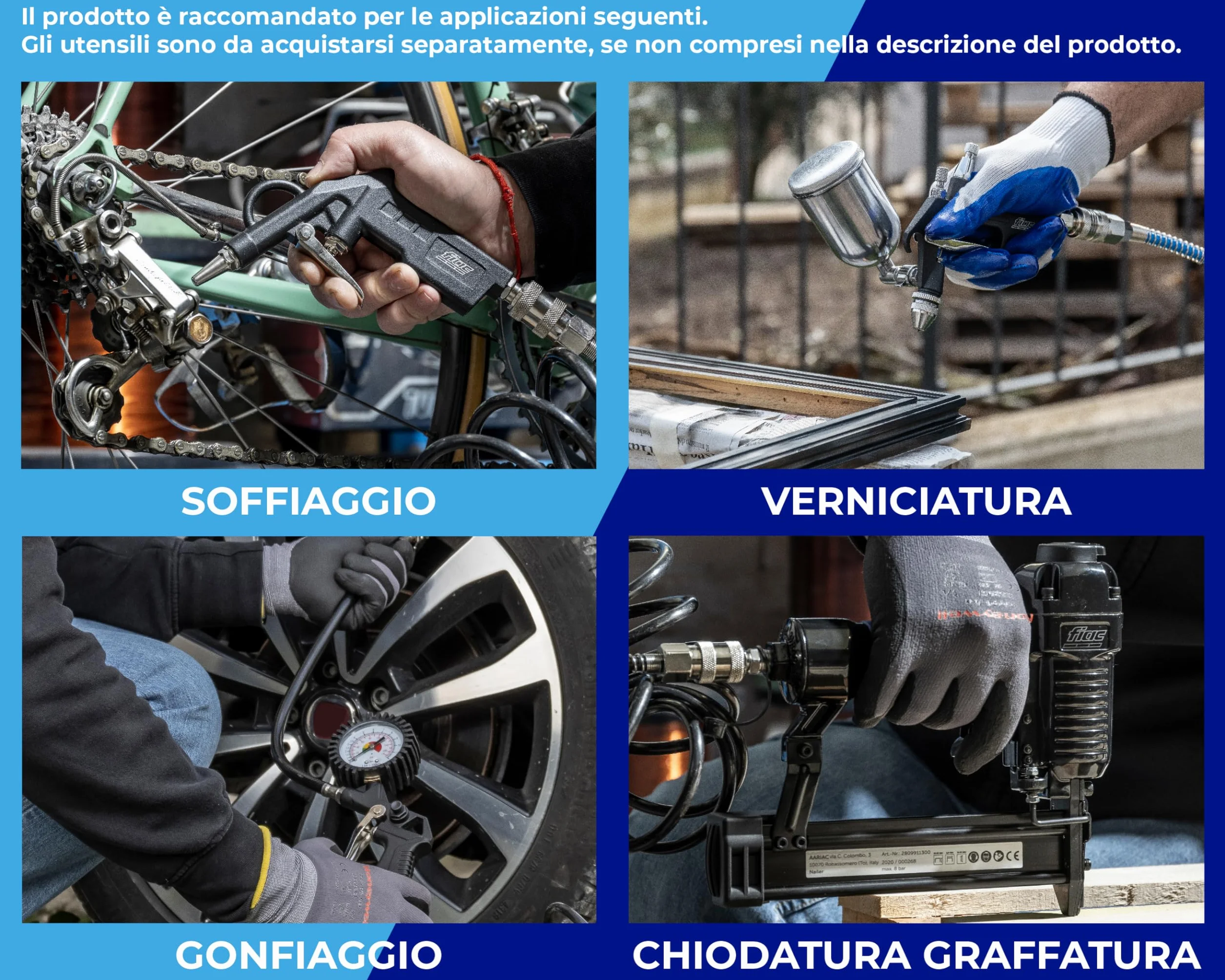 FIAC Compressore d'Aria Mobile Silenzioso SUPERSILENT 24, Compressore Aria Senza Olio, Pressione Massima 8 Bar, Potenza 1 CV, Serbatoio 24 Litri, Rumorosità 58 dB LpA