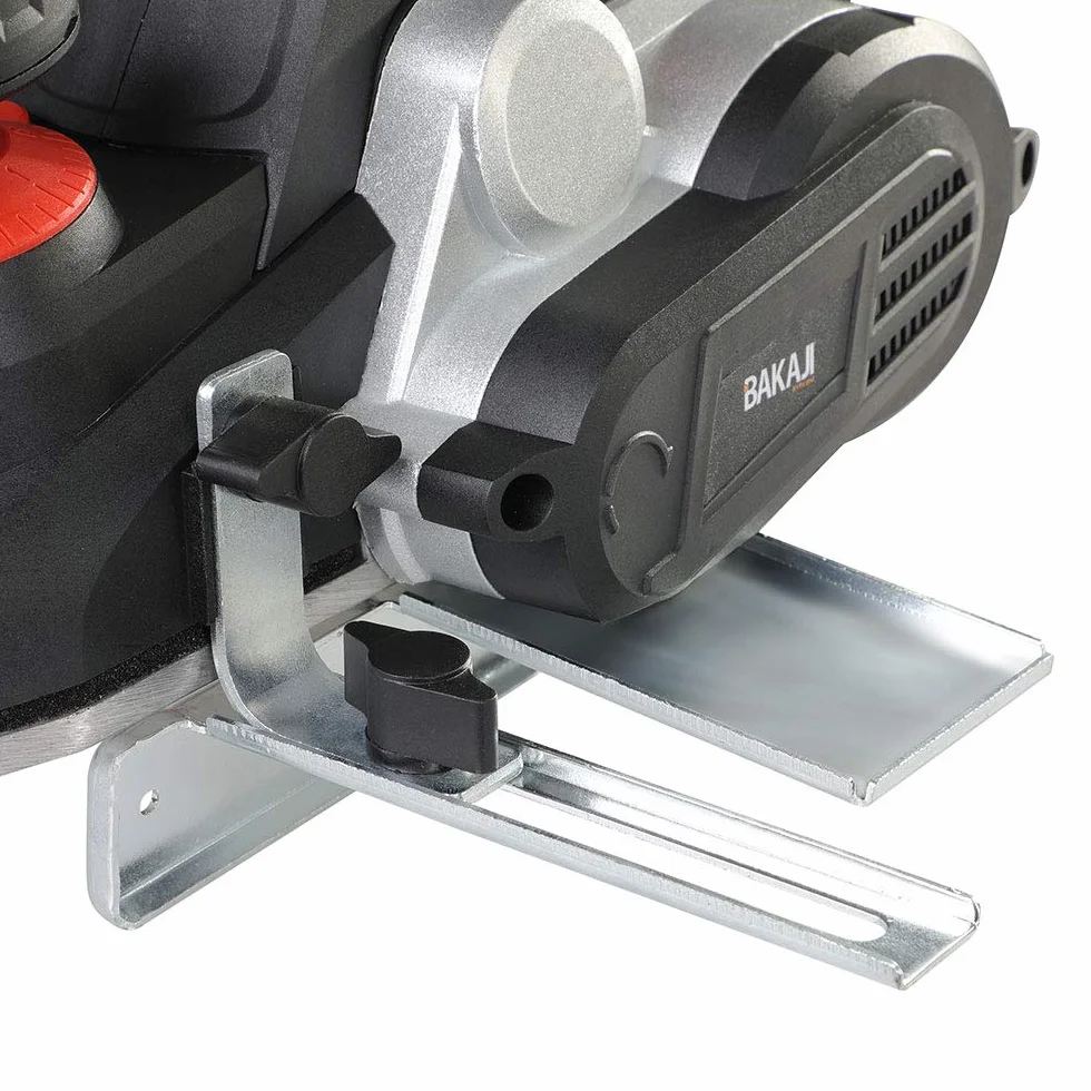 Bakaji Pialla Elettrica Piallatrice Potenza 750W Levigatrice Pialletto Legno Velocità 16500 rpm Larghezza Taglio 82mm Profondità Regolabile 0-3 mm con Aspiratore integrato Sacco + Guida Parallela