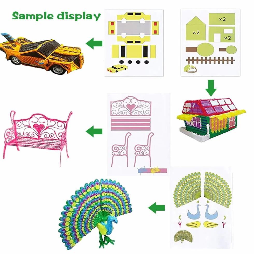20 Pezzi Modello di Graffiti di Pittura di Carta Penna 3D Modelli Penne 3D Carta per Modelli di Penna 3D Modello di Graffiti per la Penna 3D per Bambini Regalo Fai da Te