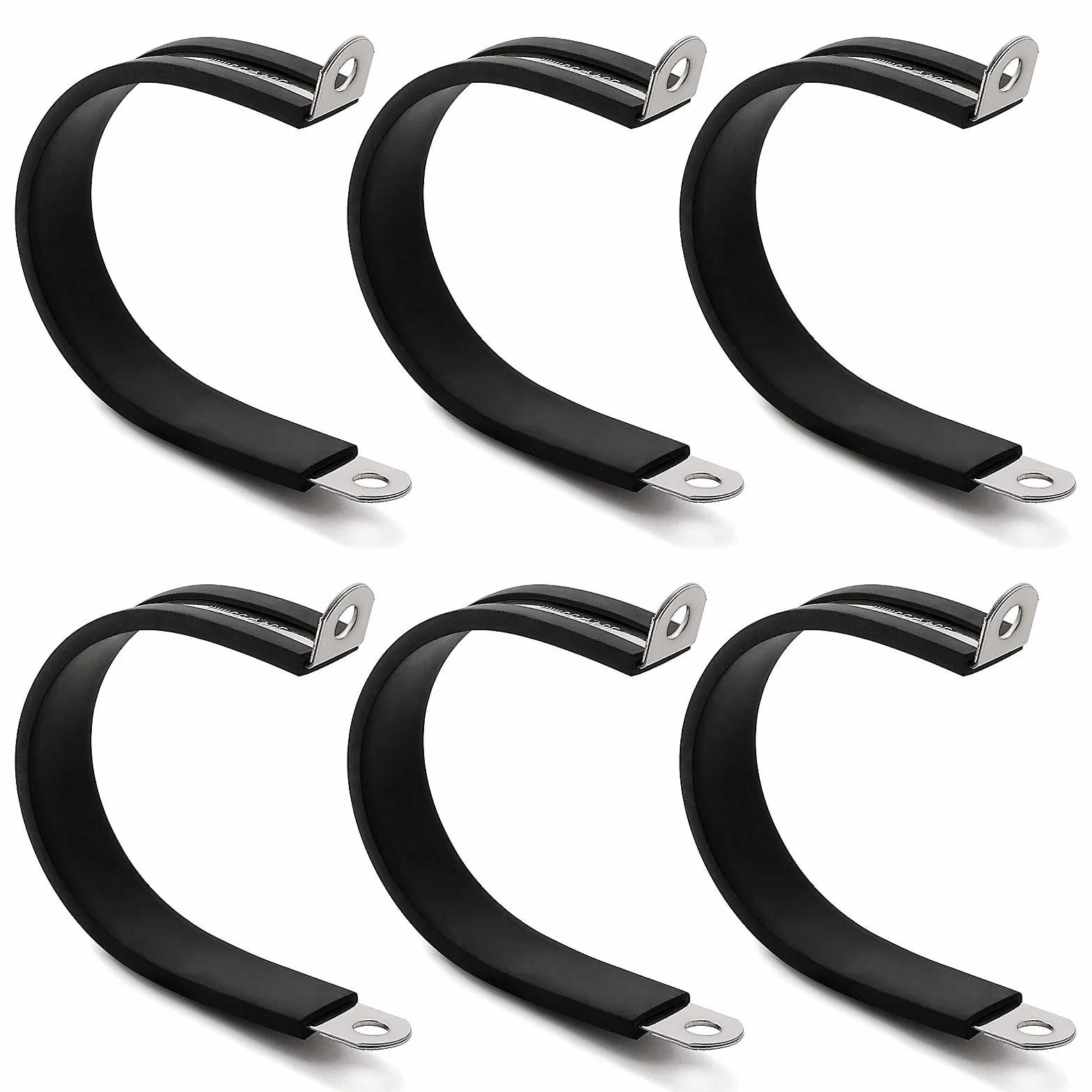 6 Pezzi 50mm Fascette Stringitubo in Gomma, Clip a P Rivestite in Gomma, Morsetto a P in Acciaio Inox 304, per Fissare Tubi e Cavi