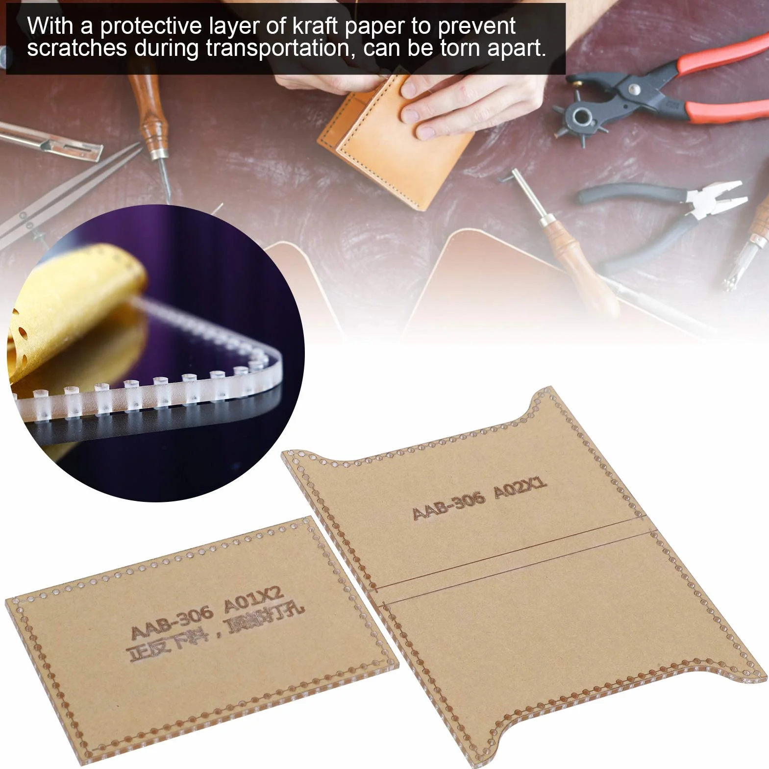 modello di sacchetto di carta stampo portafogli in acrilico trasparente per strumenti di fabbricazione artigianale in pelle fai da te2 pezzi modello trasparente Handcraft Tools