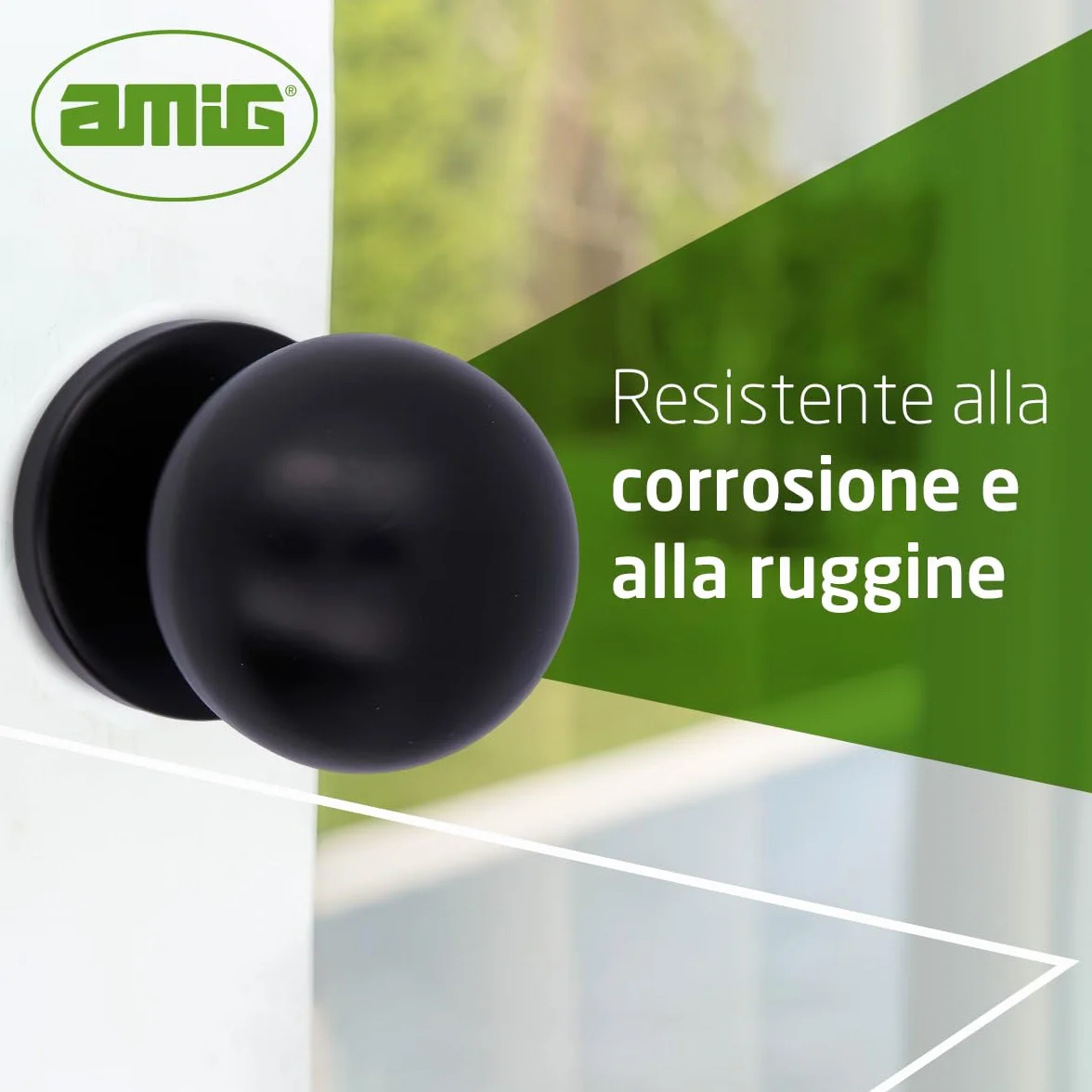 Amig - Pomello per porta | Realizzato in acciaio inossidabile | Maniglia: Ø70 mm | Nero | Resistente allo sfregamento, alla ruggine e alla corrosione