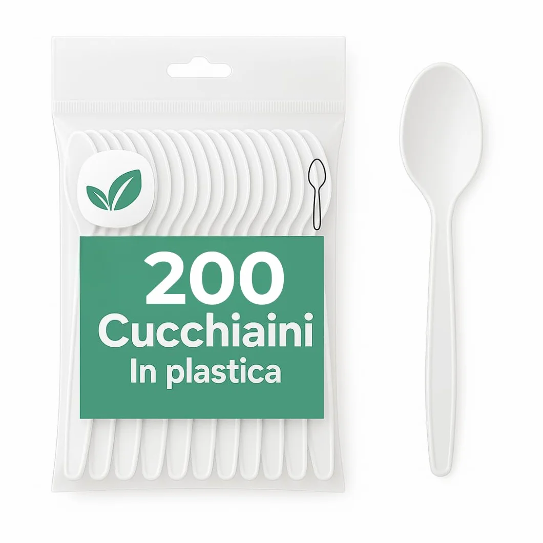 Cucchiaini di Polipropilene Riutilizzabili Senza BPA - 200 Pezzi per Catering, Feste, Picnic