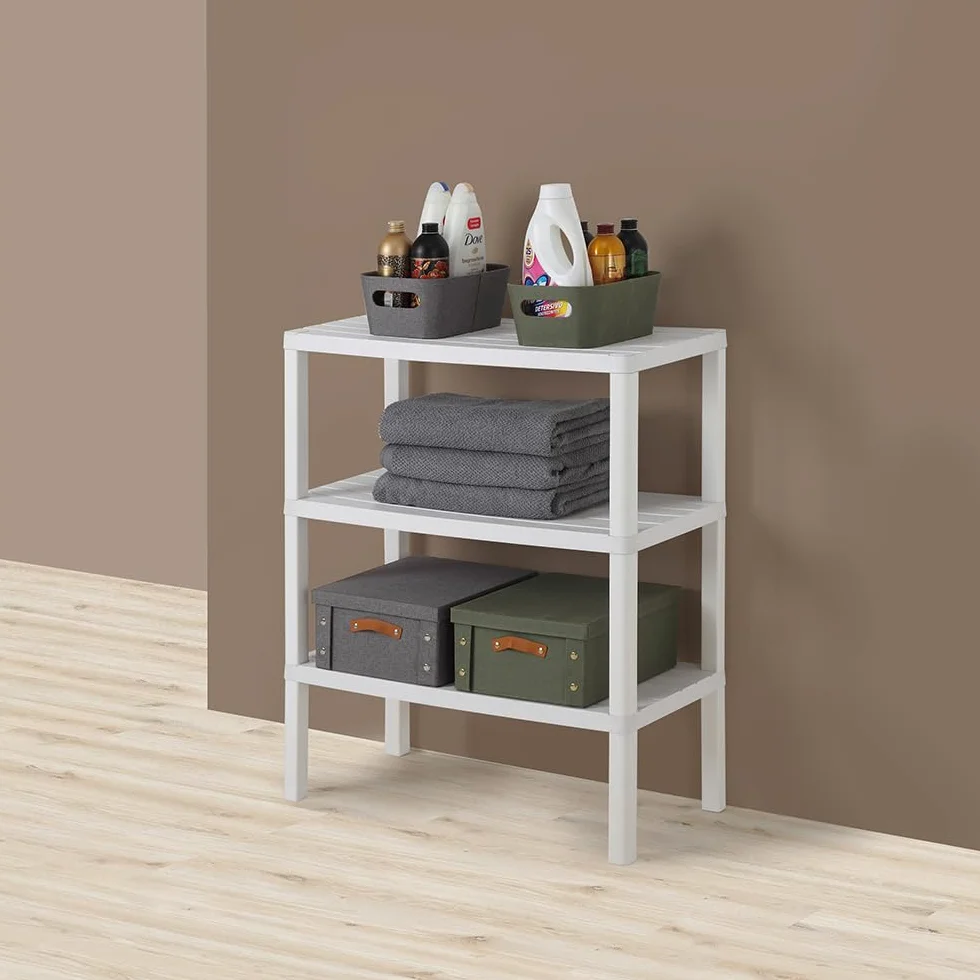 Inbagno Scaffale 3 Ripiani Plastica 34x69x85 Cm In Polipropilene Linea Woody